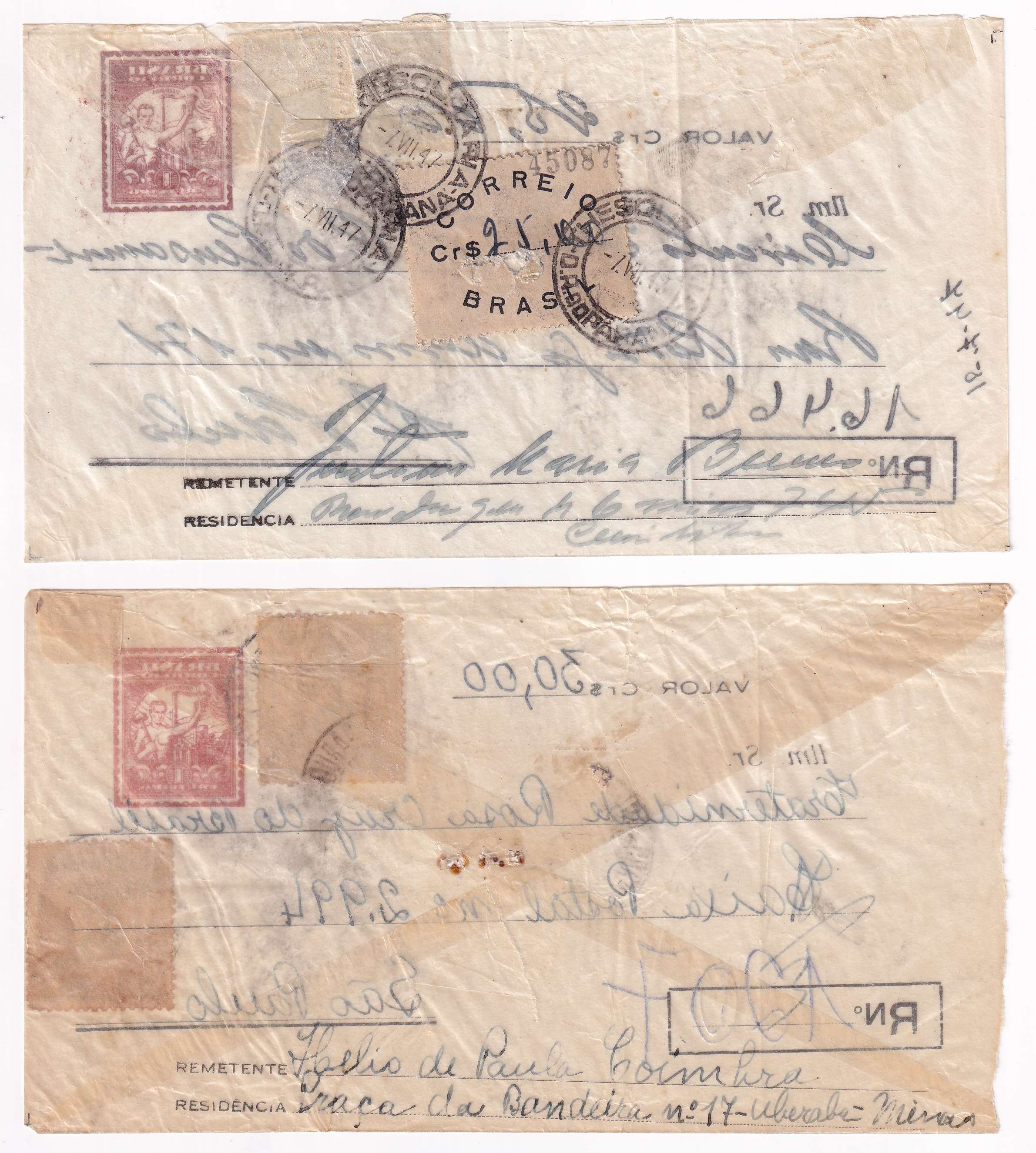 Brazil 1947 — Transparent Envelopes