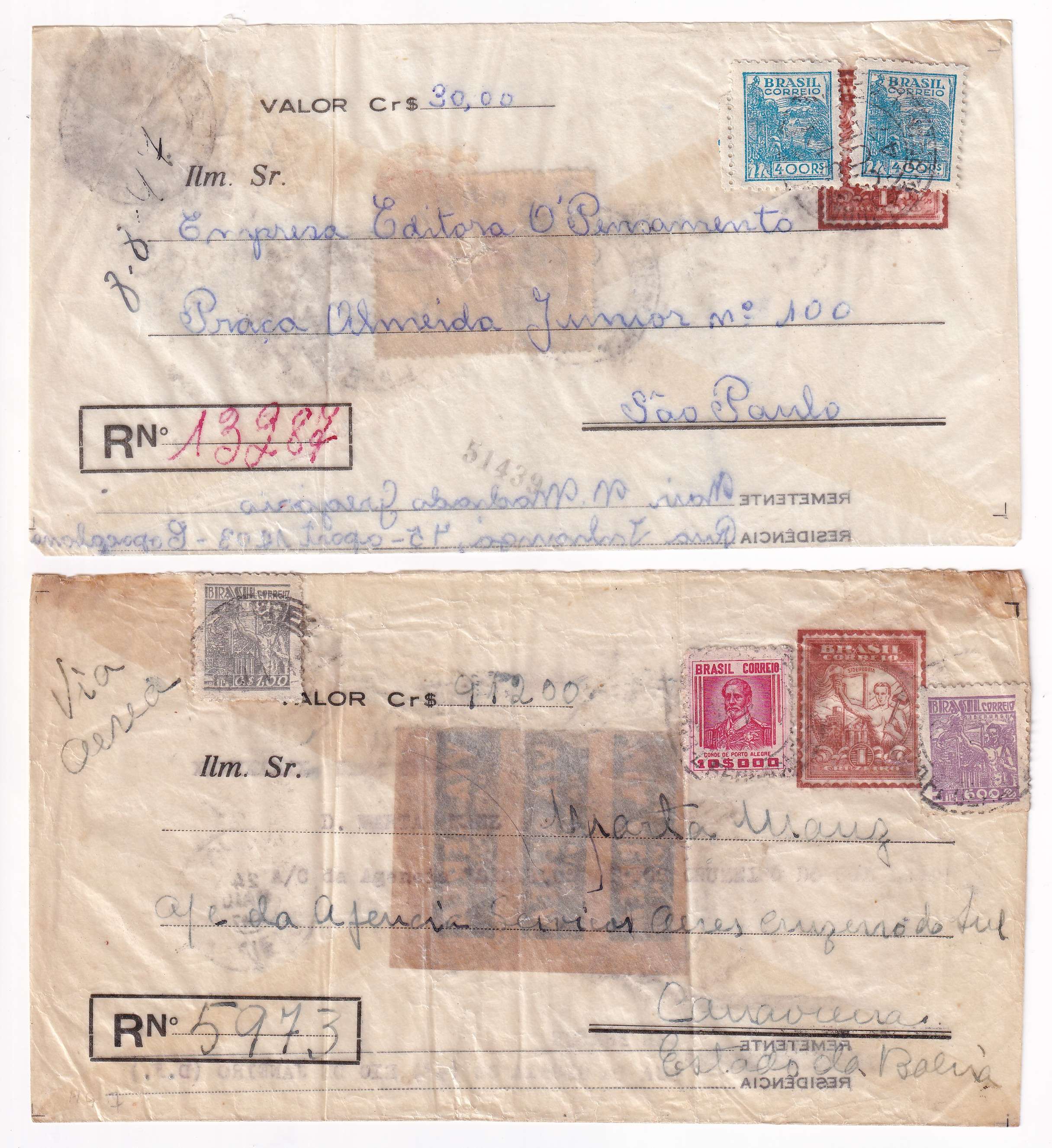 Brazil 1947 — Transparent Envelopes