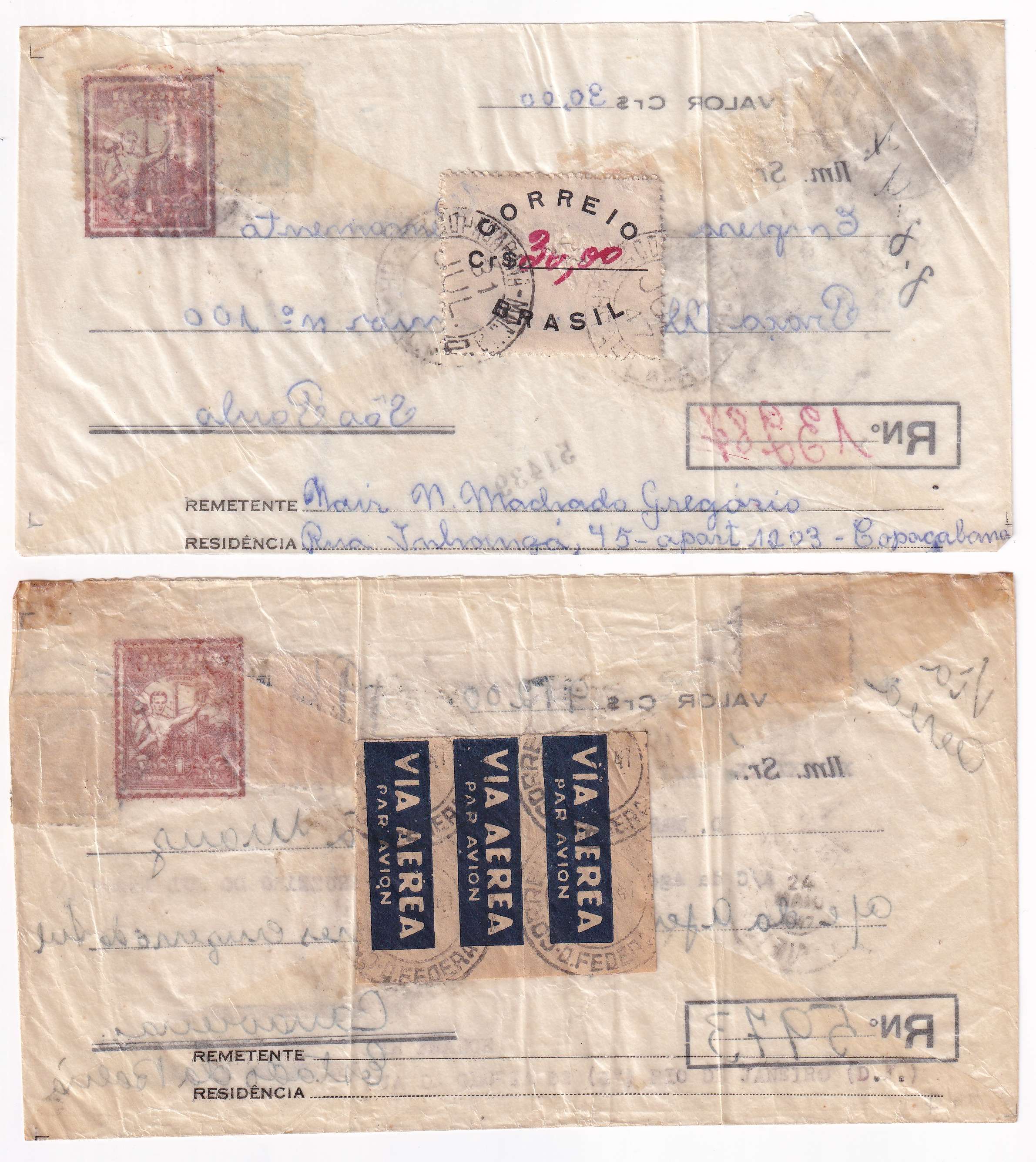Brazil 1947 — Transparent Envelopes