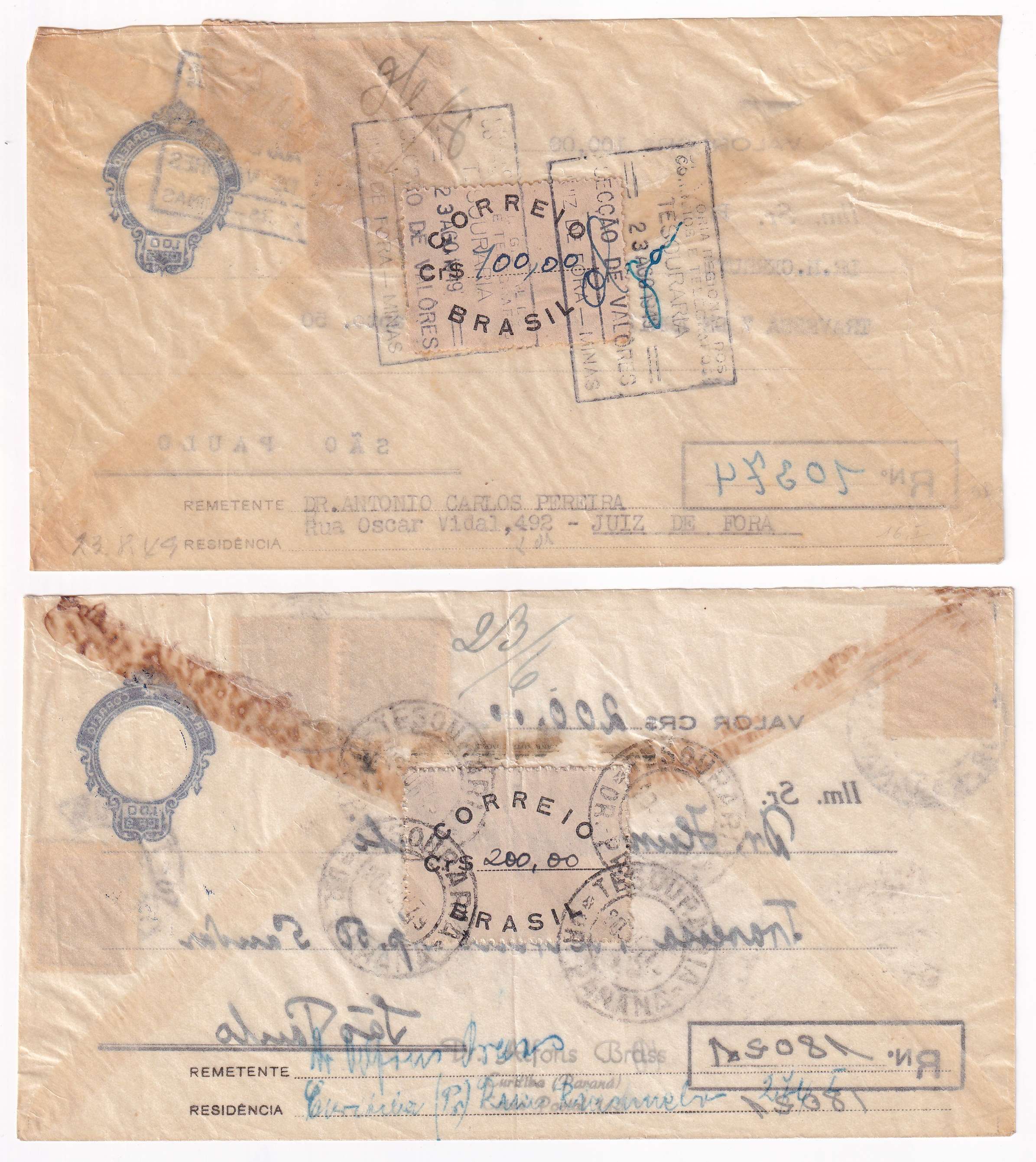 Brazil 1949 — Transparent Envelopes