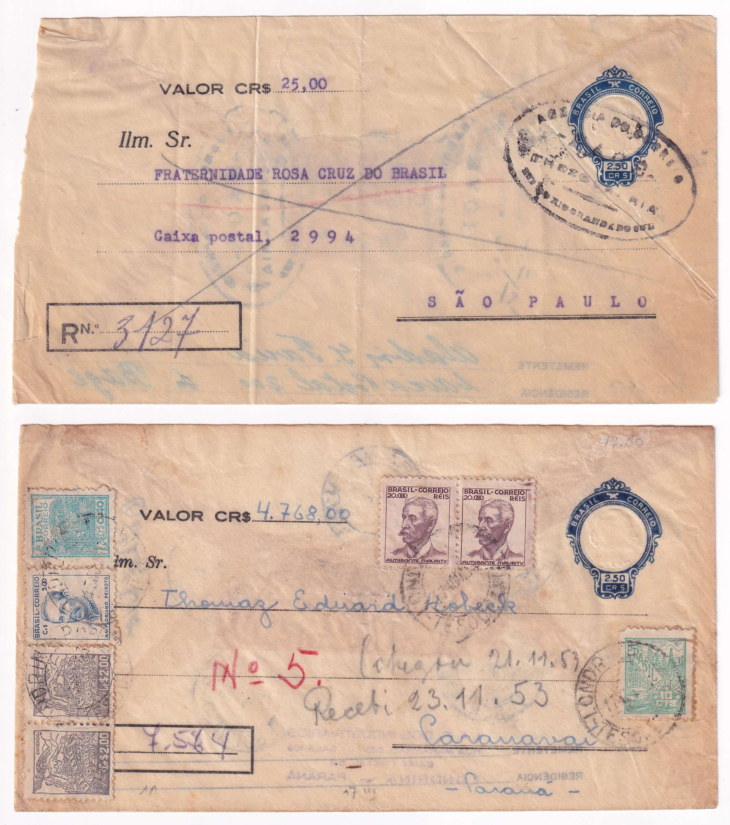 Brazil 1949 — Transparent Envelopes