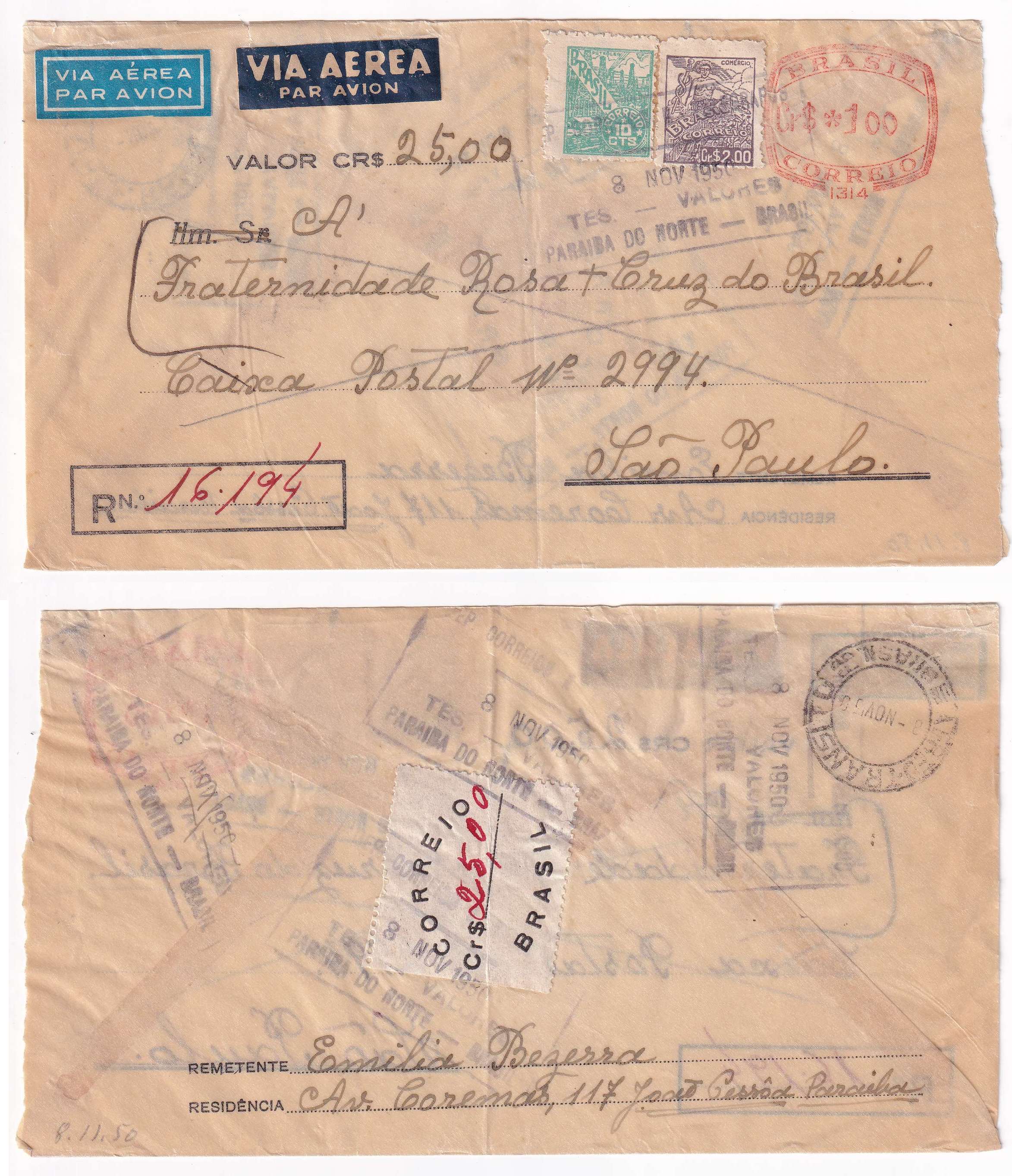 Brazil 1950 — Transparent Envelope