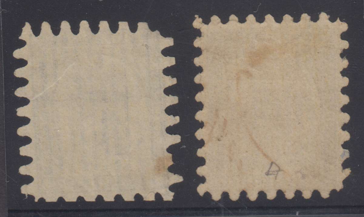 Finland 1866 — Scott 13 & 13b, laid paper roulette III & I respectively