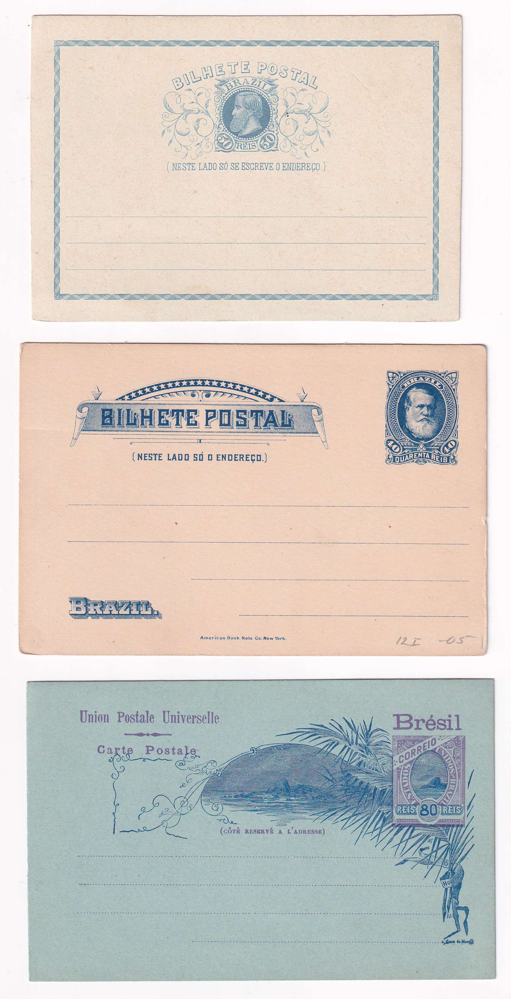 Brazil 1880 — Better group of 9 different entires including two double cards
