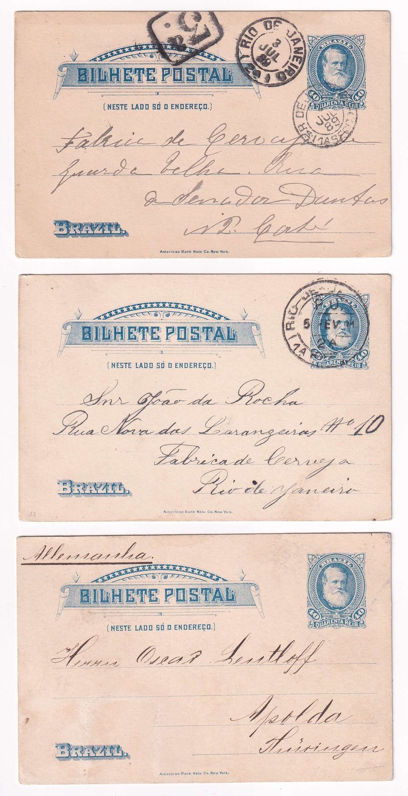 Brazil 1889 — Dom Pedro II Rhm Bp14 (2x) & Bp15
