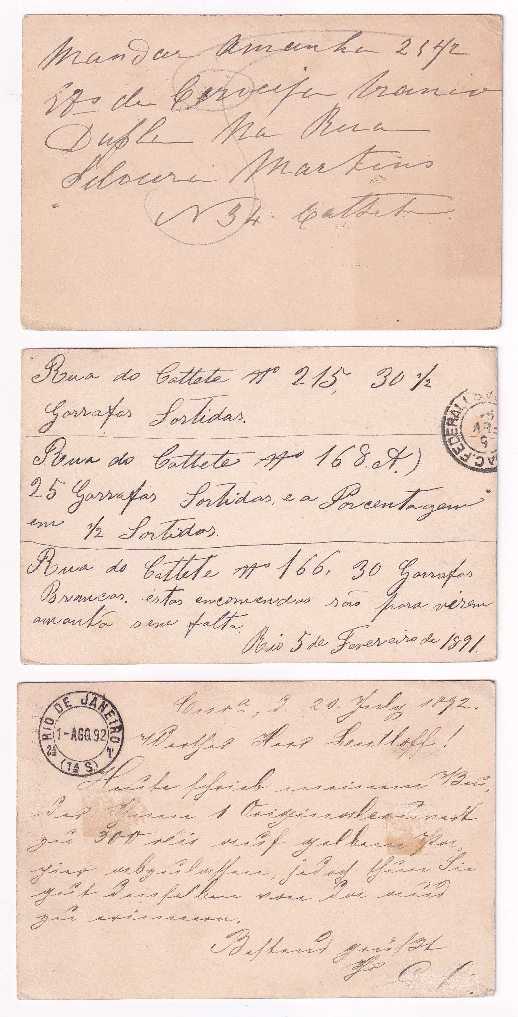 Brazil 1889 — Dom Pedro II Rhm Bp14 (2x) & Bp15