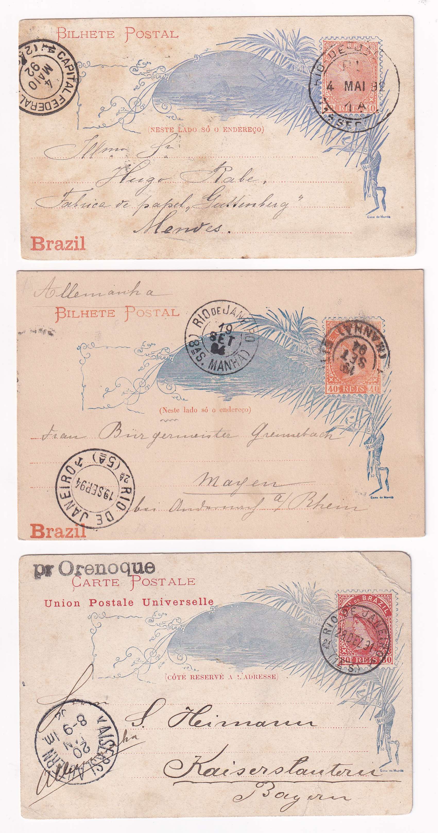 Brazil 1891 — Better group of 6 entires