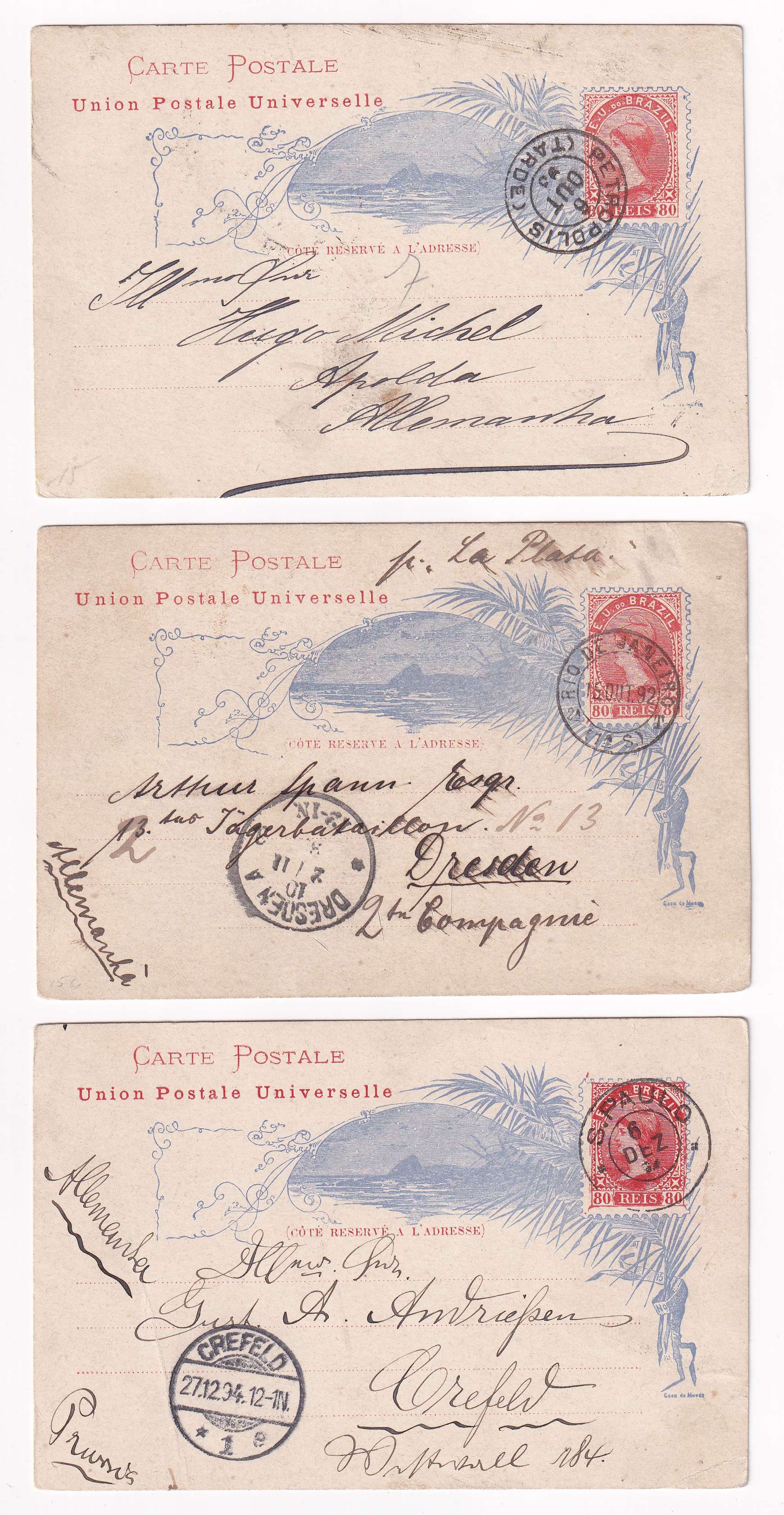 Brazil 1891 — Better group of 6 entires