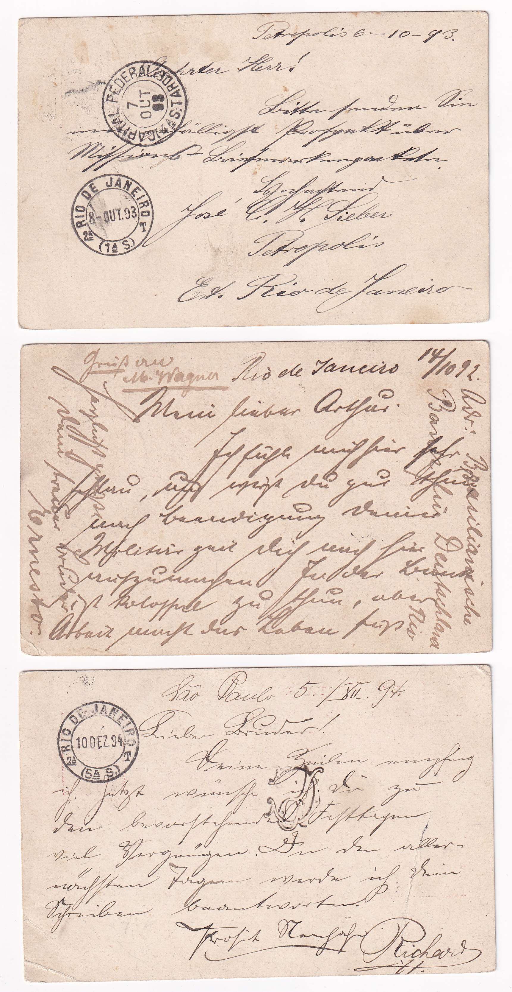 Brazil 1891 — Better group of 6 entires