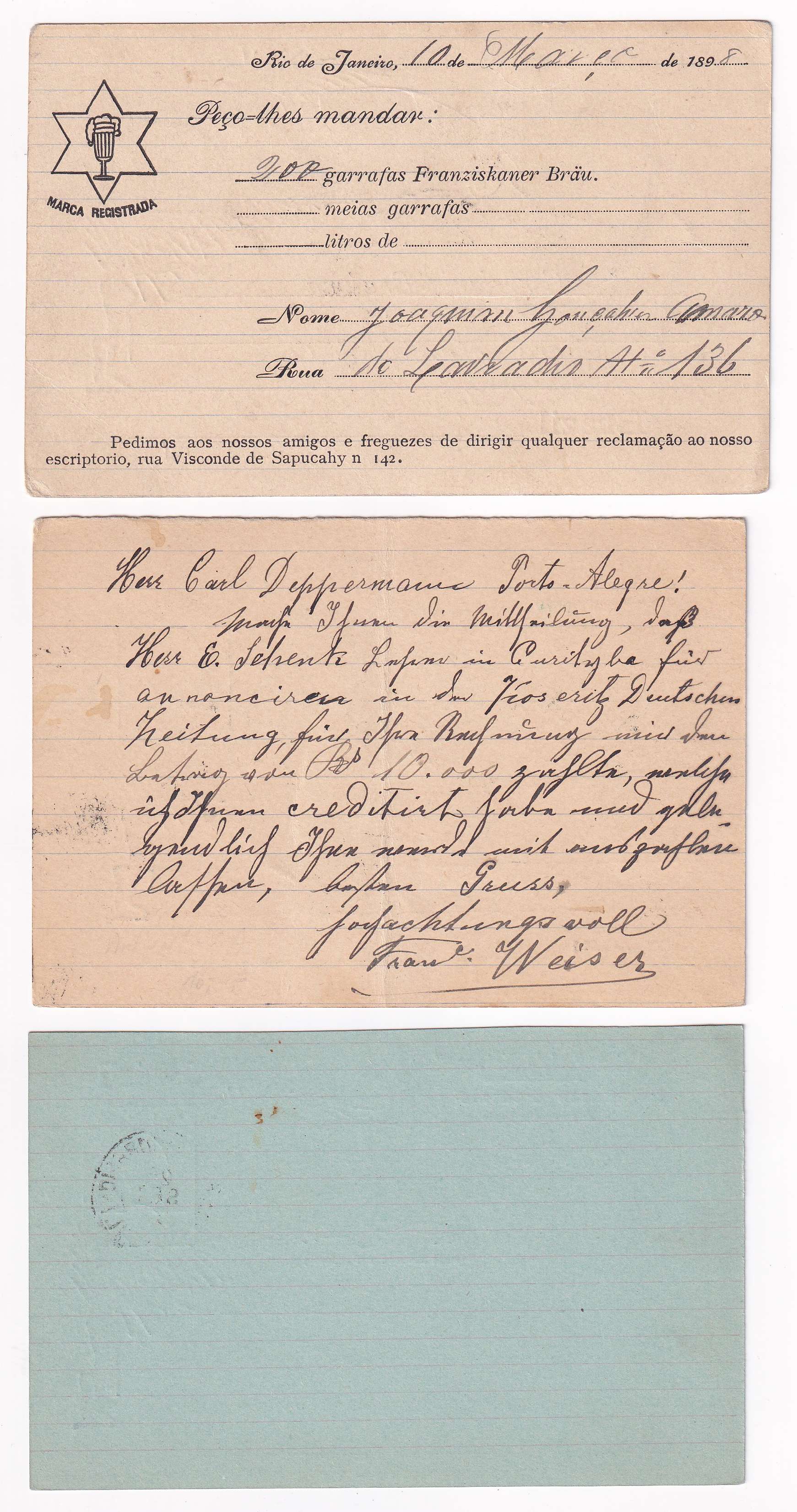 Brazil 1898 — Group of 8 entires used domestically including one due rated "T"