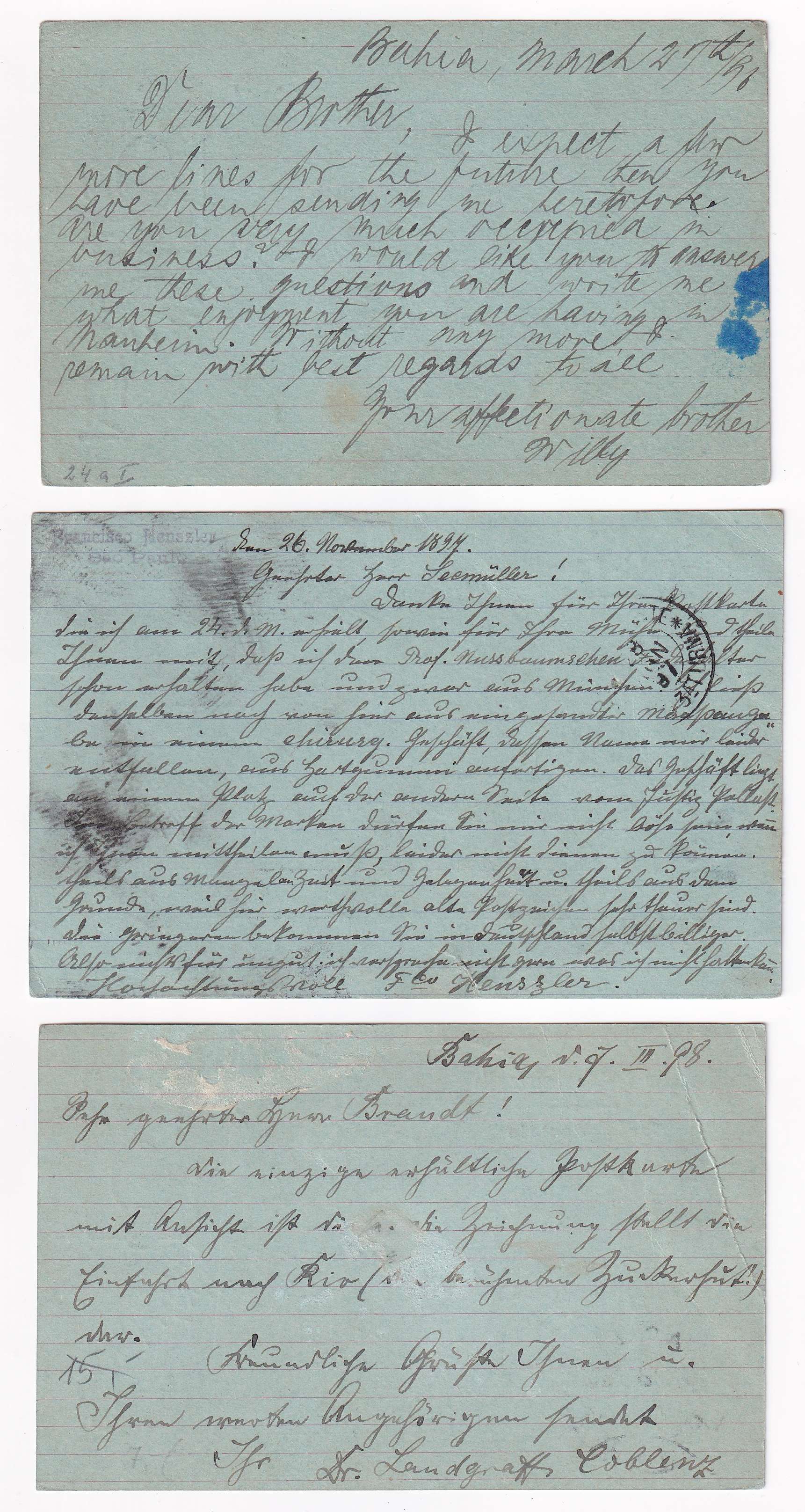 Brazil 1895 — Collection of 21 entires to Germany