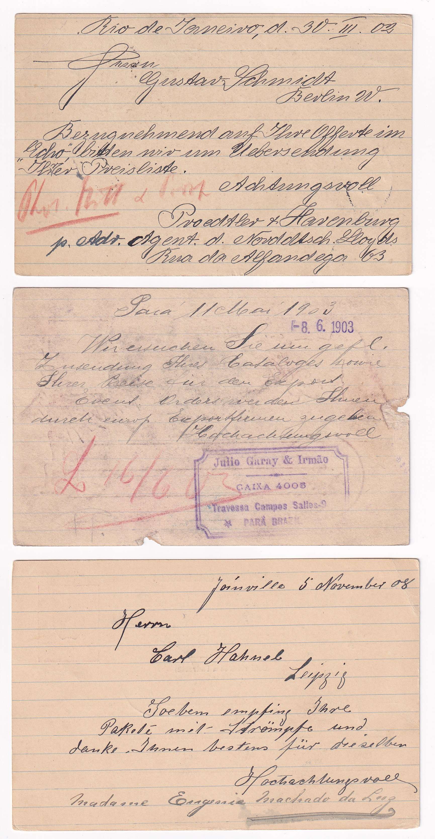 Brazil 1895 — Collection of 21 entires to Germany