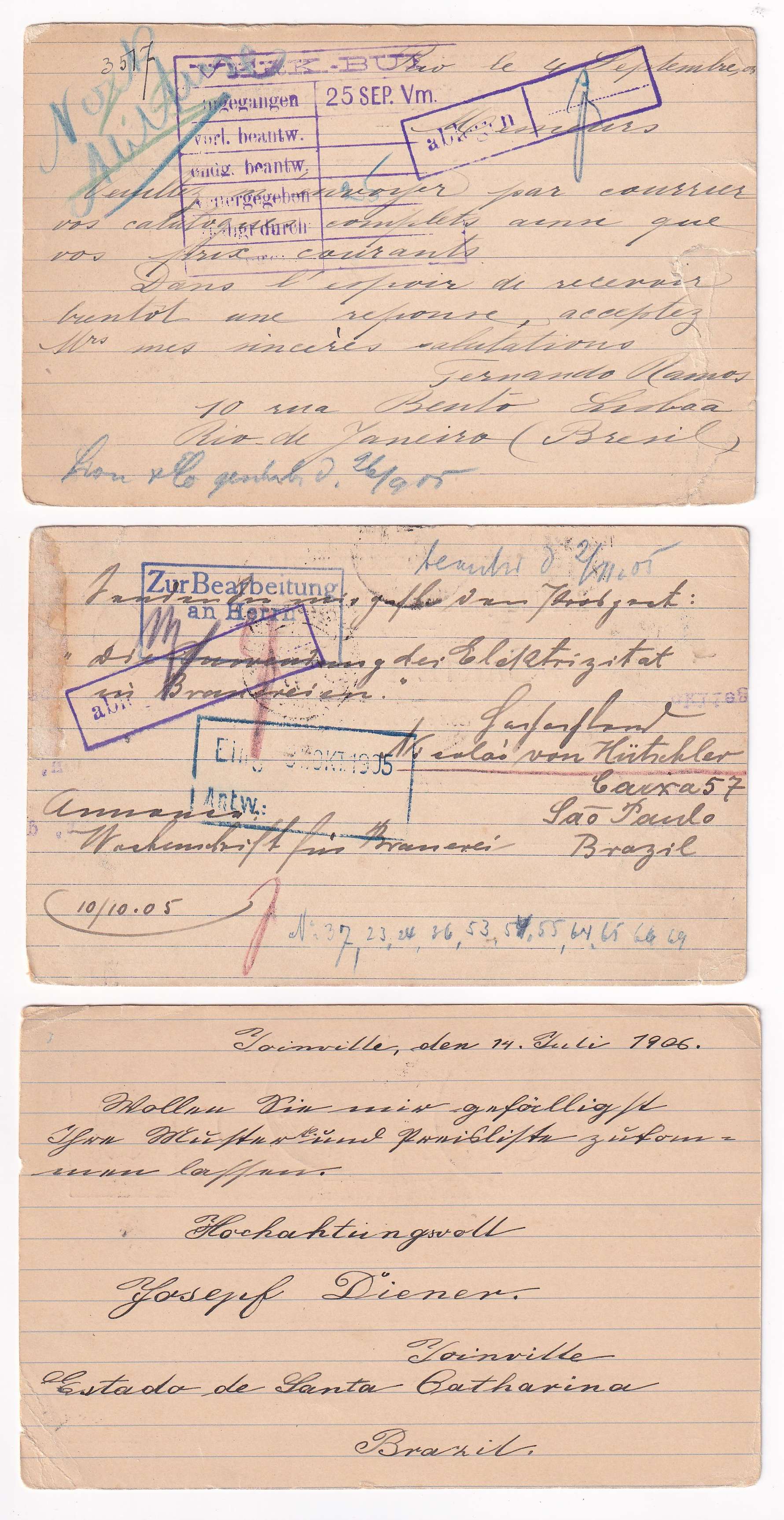 Brazil 1895 — Collection of 21 entires to Germany