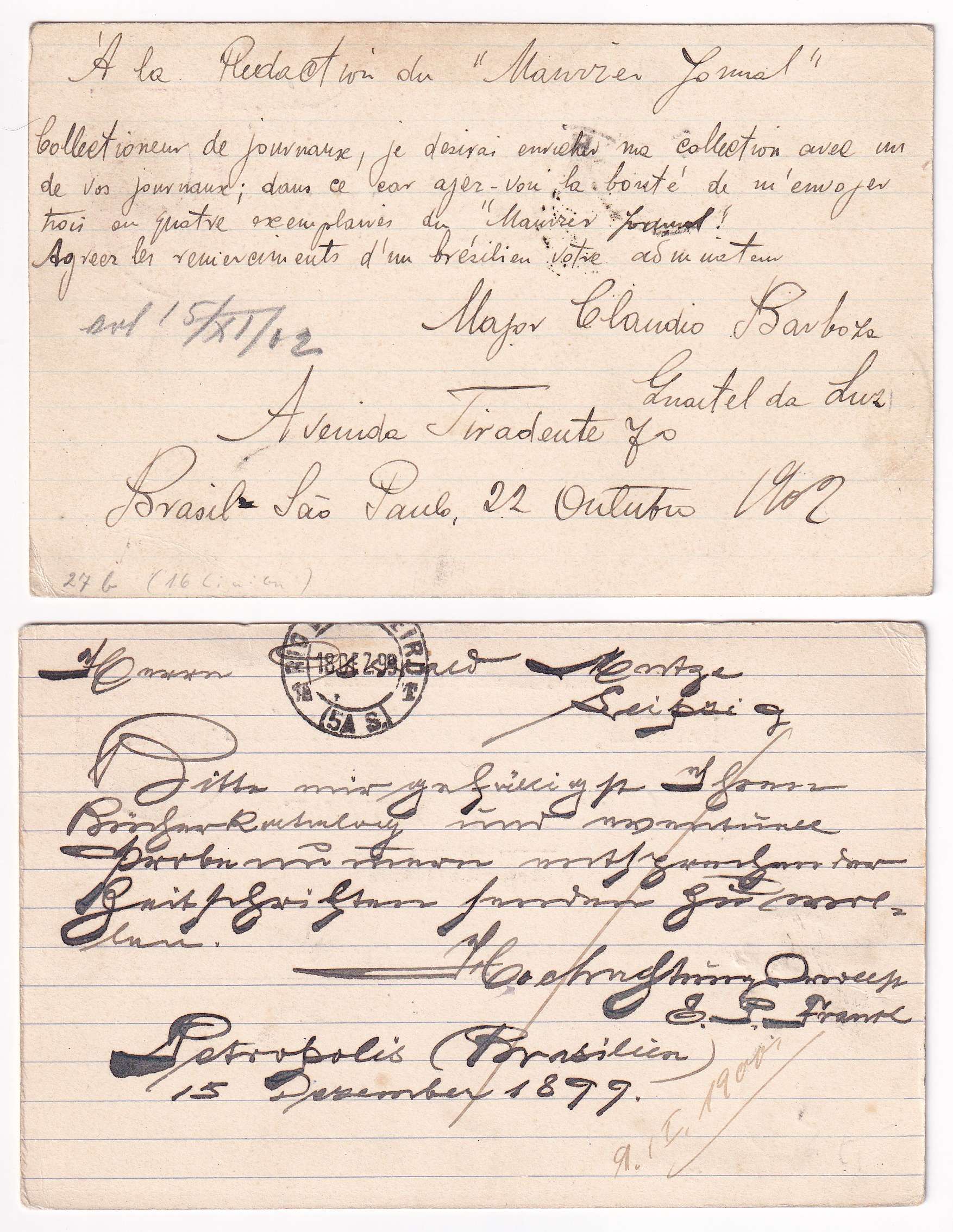 Brazil 1895 — Collection of 21 entires to Germany