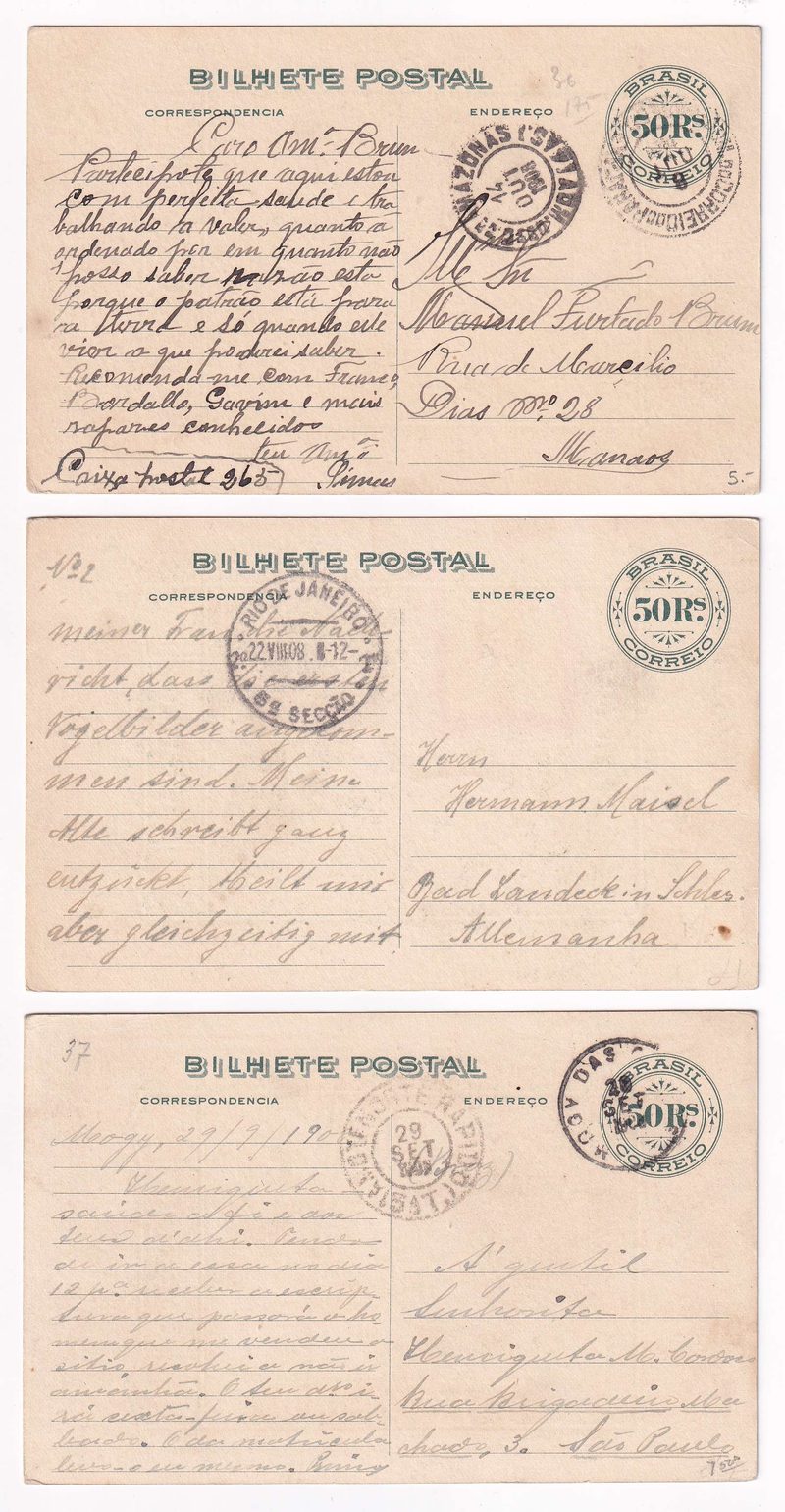 Brazil 1908 — Group of 10 entires, used
