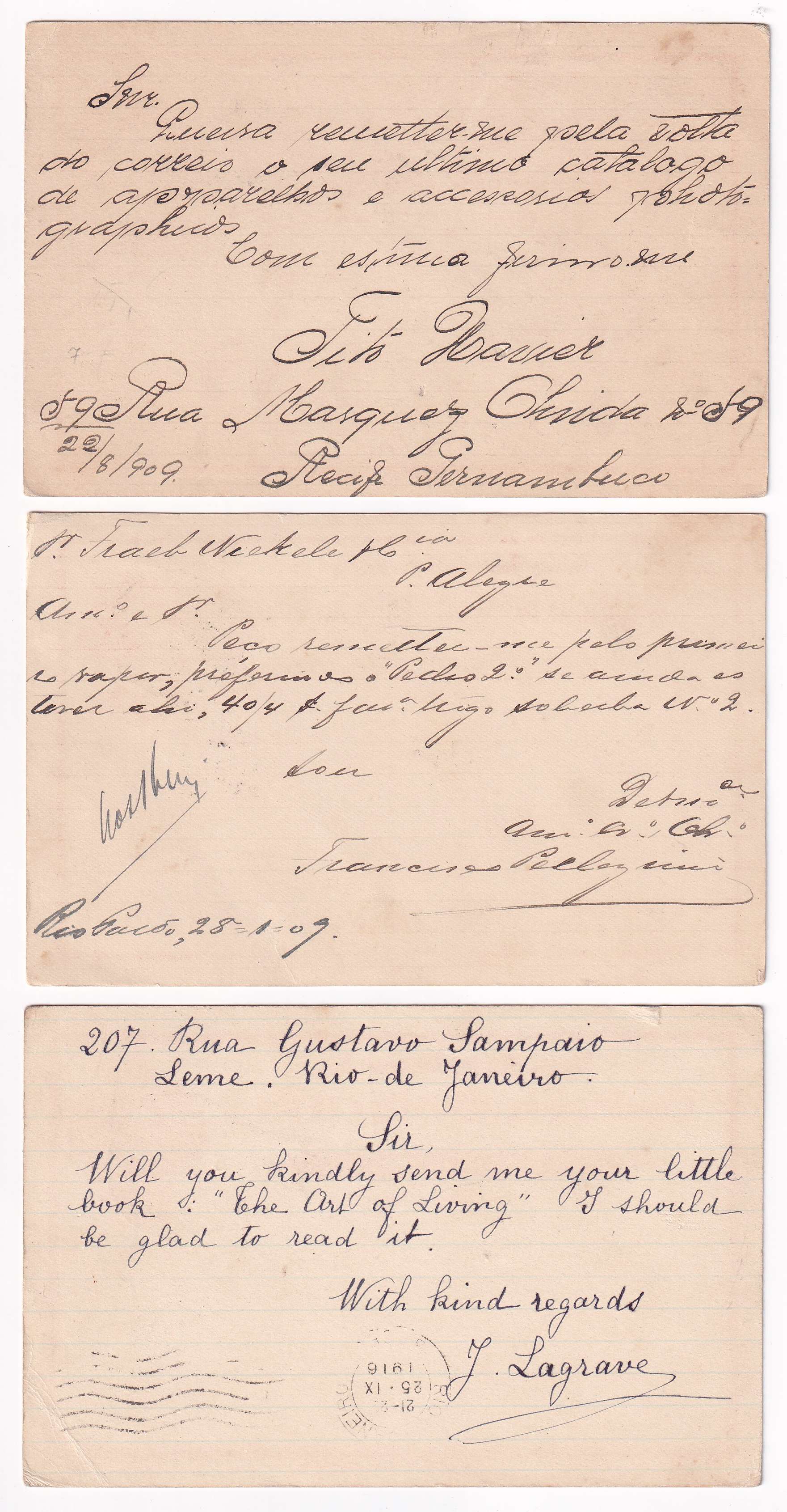 Brazil 1910 — Collection of 17 entires, several uprated & used domestically, to USA, Canada or Europe