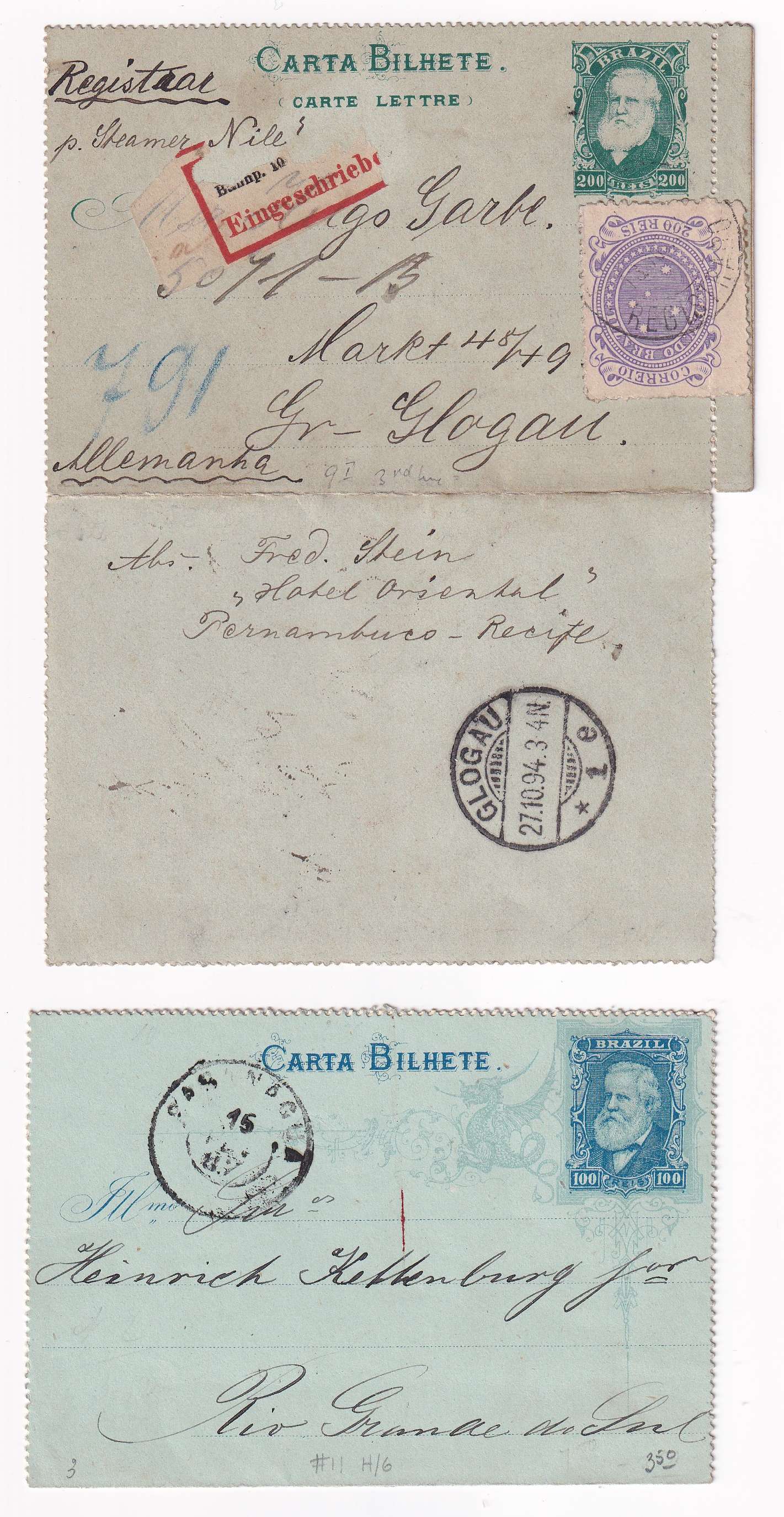 Brazil 1884 — Letter Cards