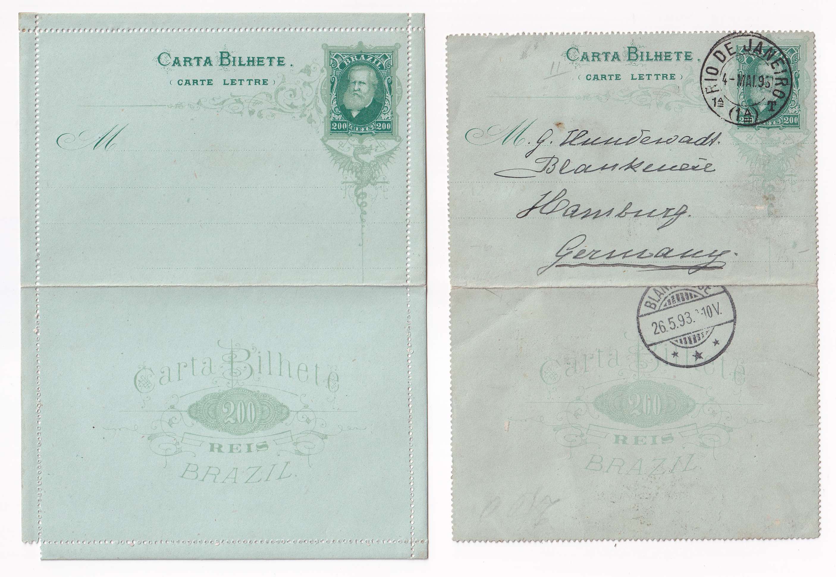 Brazil 1884 — Letter Cards