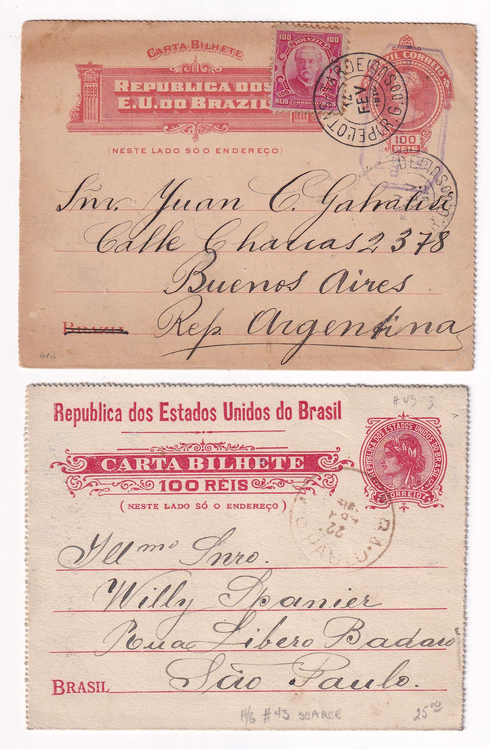 Brazil 1908 — Letter Cards
