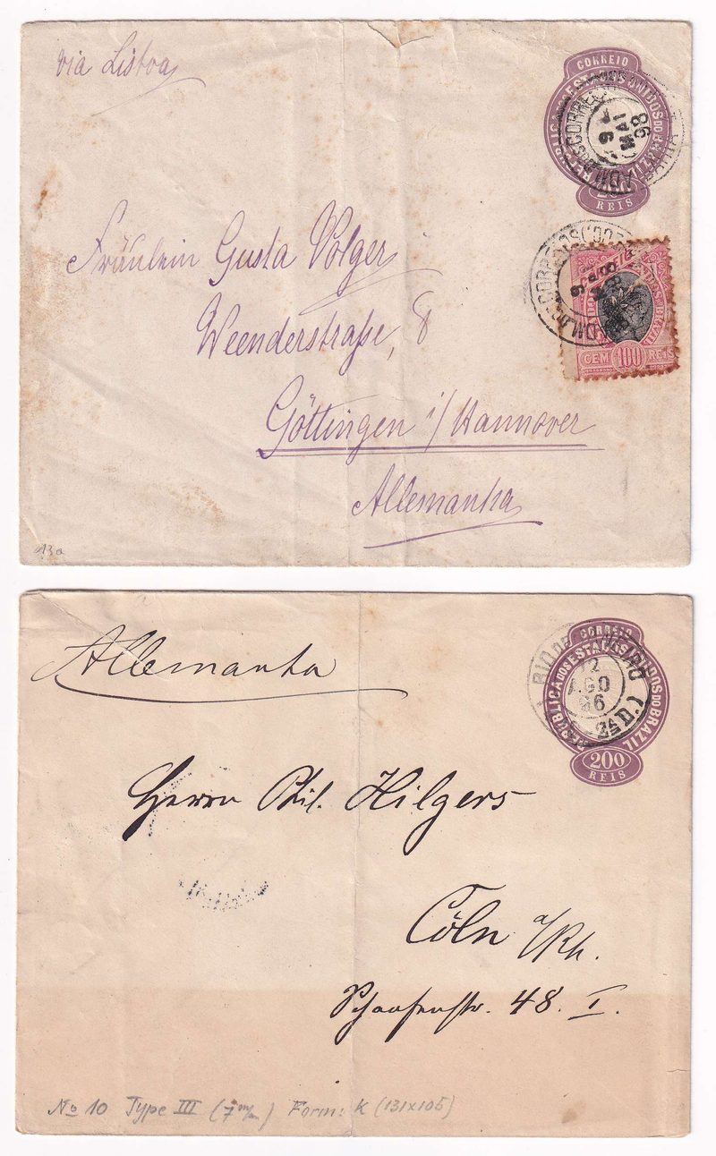 Brazil 1896 — Envelopes TO Europe