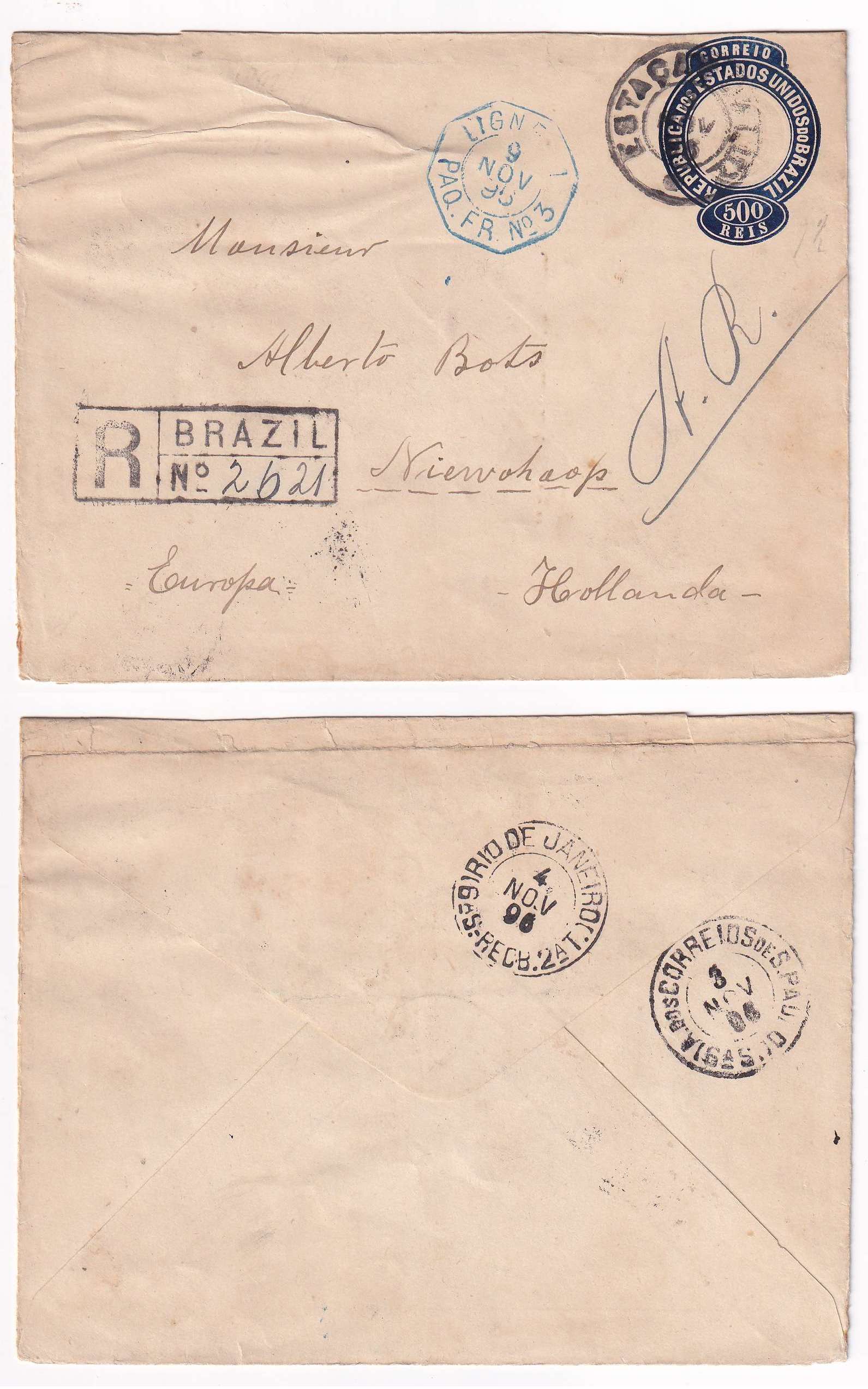 Brazil 1895 — R-envelope