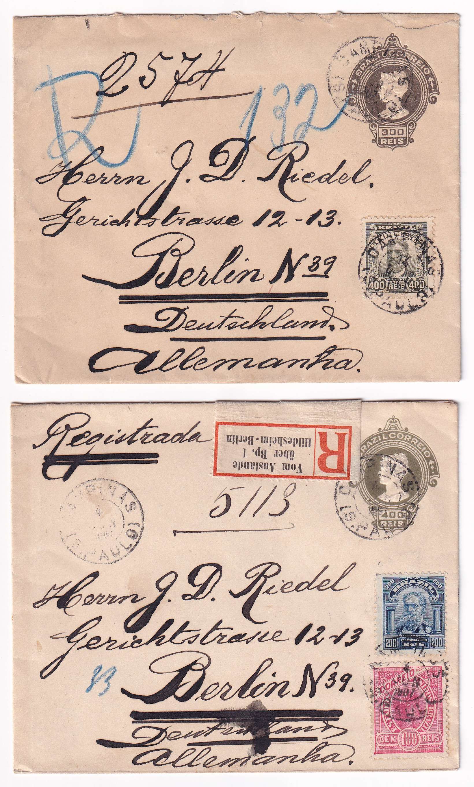 Brazil 1907 — R-envelopes