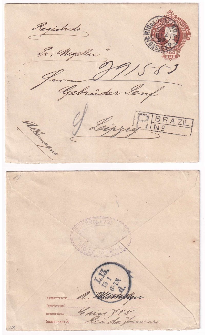 Brazil 1906 — R-envelopes to Germany