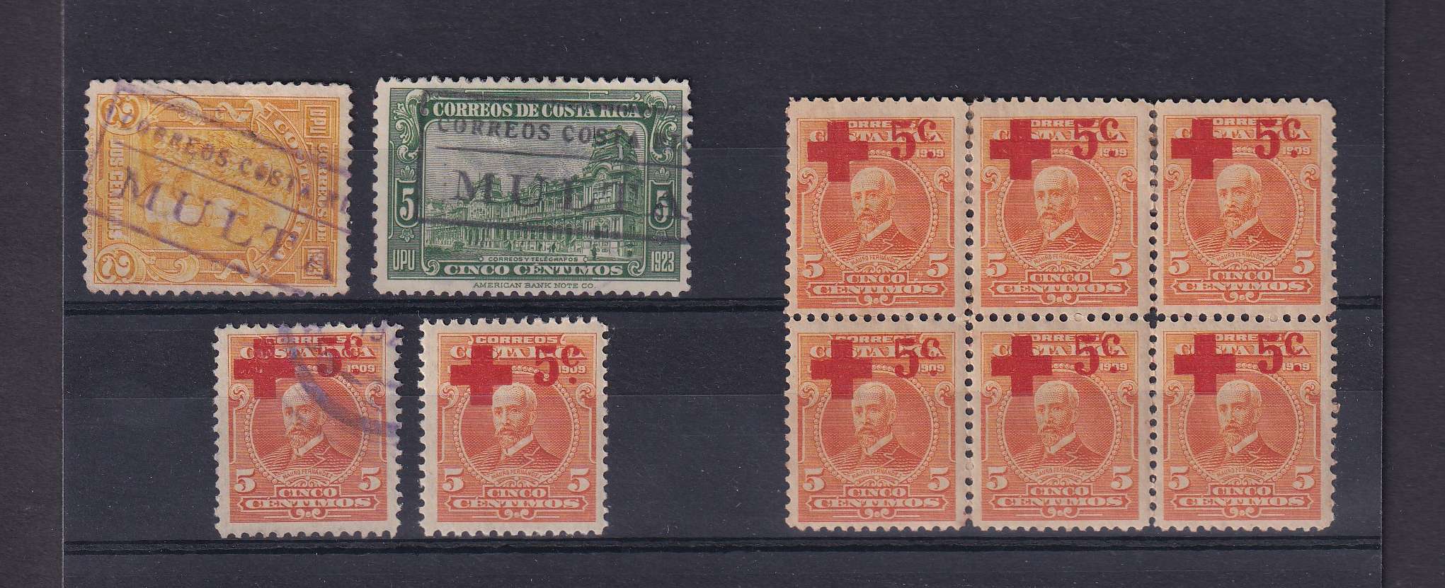 Costa Rica 1881 — Better selection of 79 stamps on cards including key values, officials, Guanacaste…
