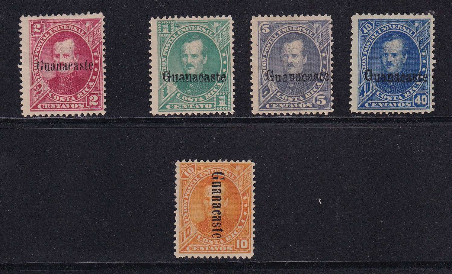 Costa Rica 1885 — Scott 2, 7, 9, 11 & 26