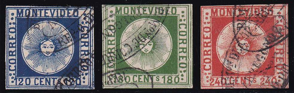Uruguay 1858 — Scott 4-6