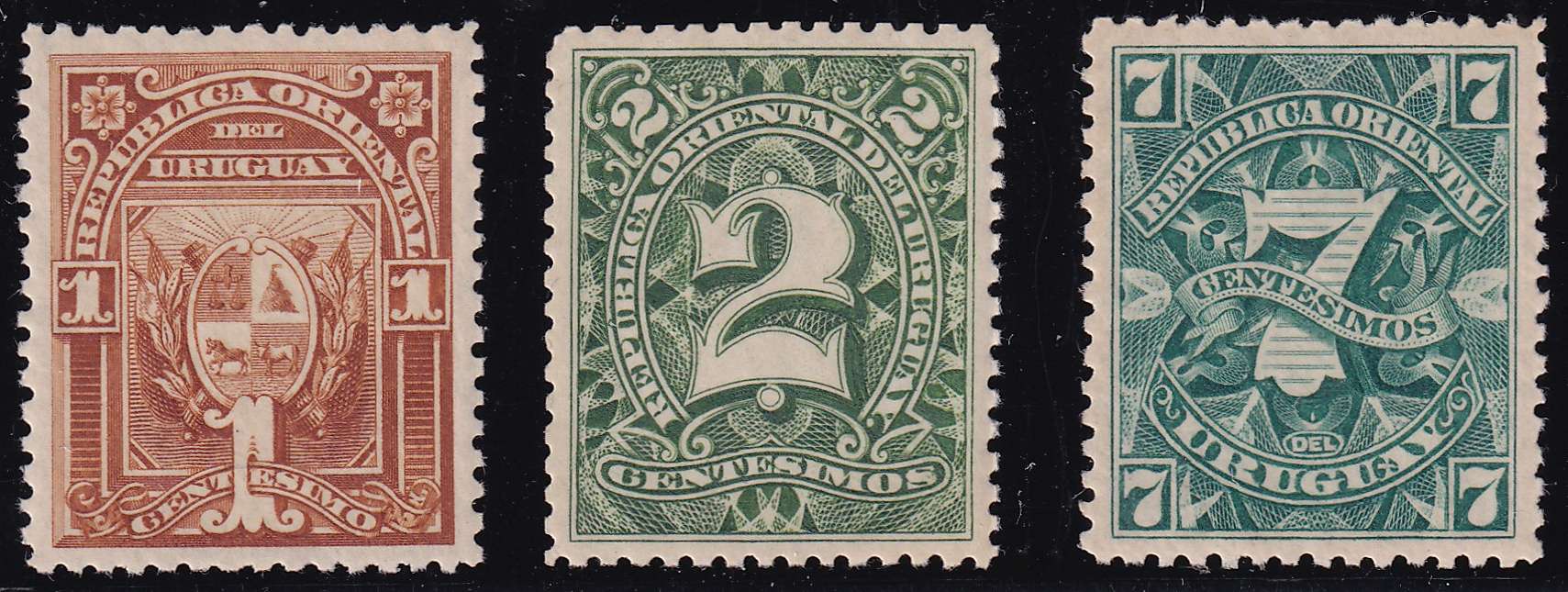 Uruguay 1899 — Scott 74, 76 & 81