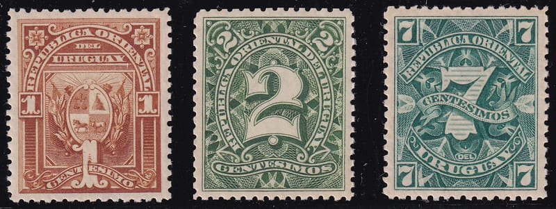 Uruguay 1899 — Scott 74, 76 & 81