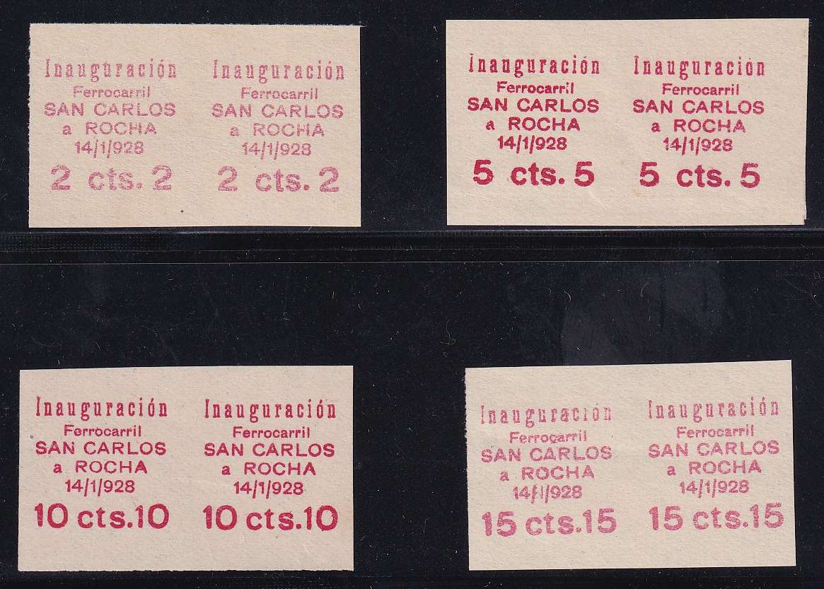 Uruguay 1928 — Overprint essay for the Inauguration of the Railroad between San Carlos & Rocha