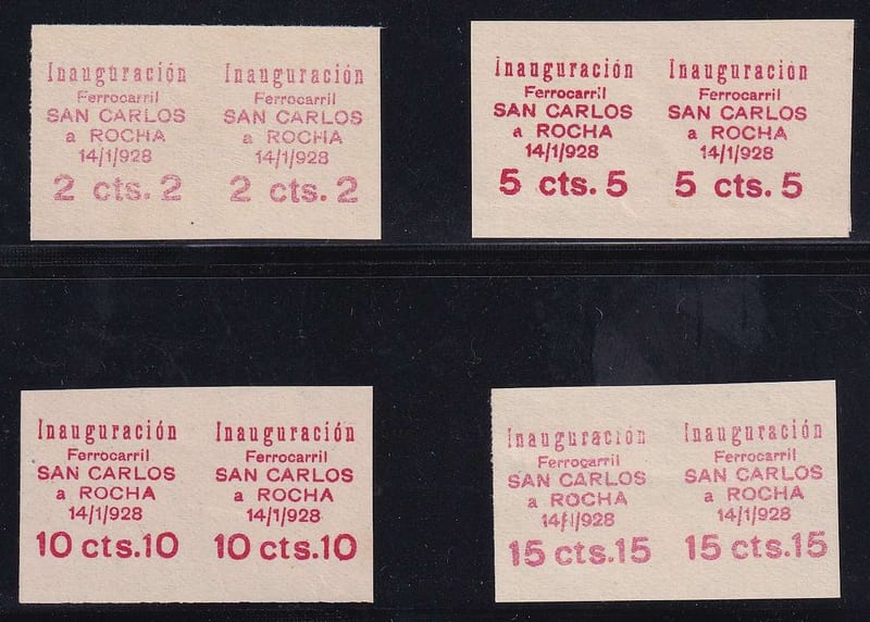 Uruguay 1928 — Overprint essay for the Inauguration of the Railroad between San Carlos & Rocha