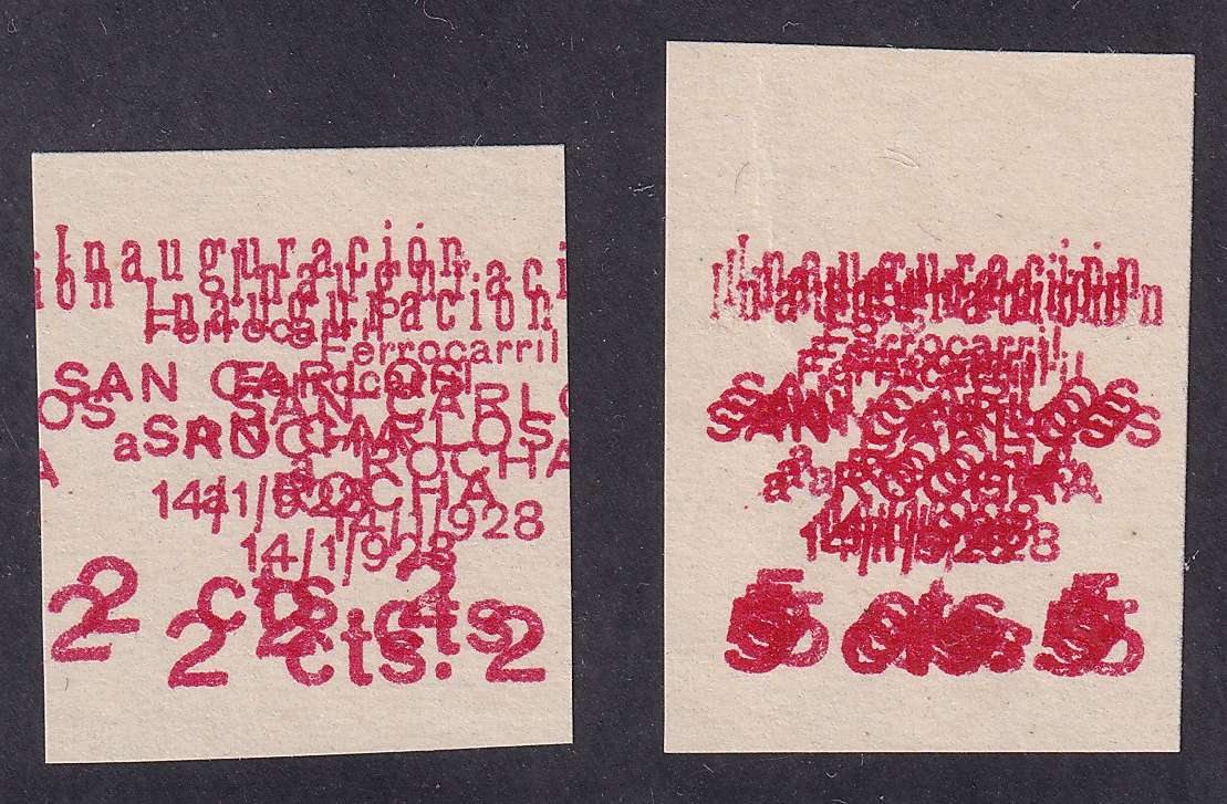 Uruguay 1928 — Overprint essay for the Inauguration of the Railroad between San Carlos & Rocha
