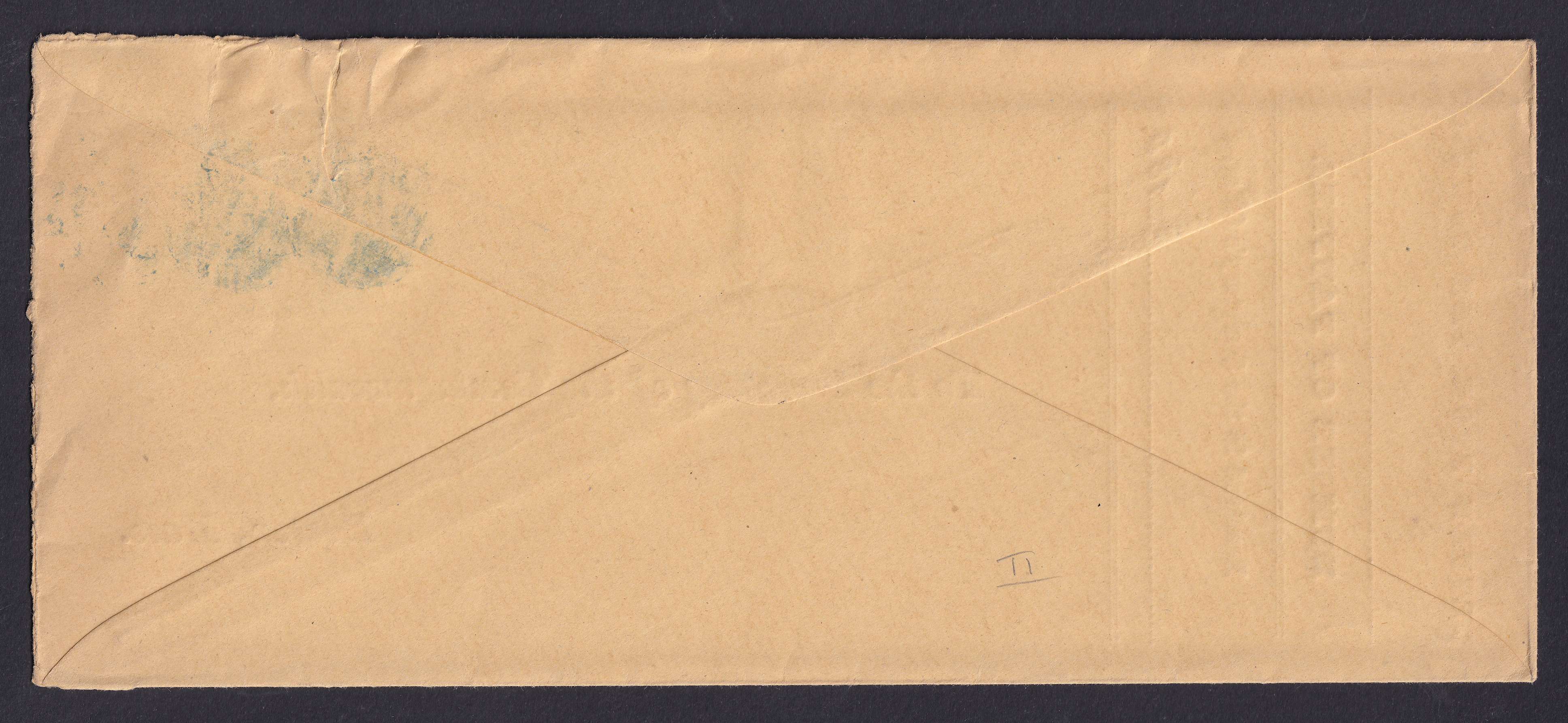 United States 1857 — Scott 7 strip of three + Scott 26 on legal envelope with pen cancel & blue circular mute…