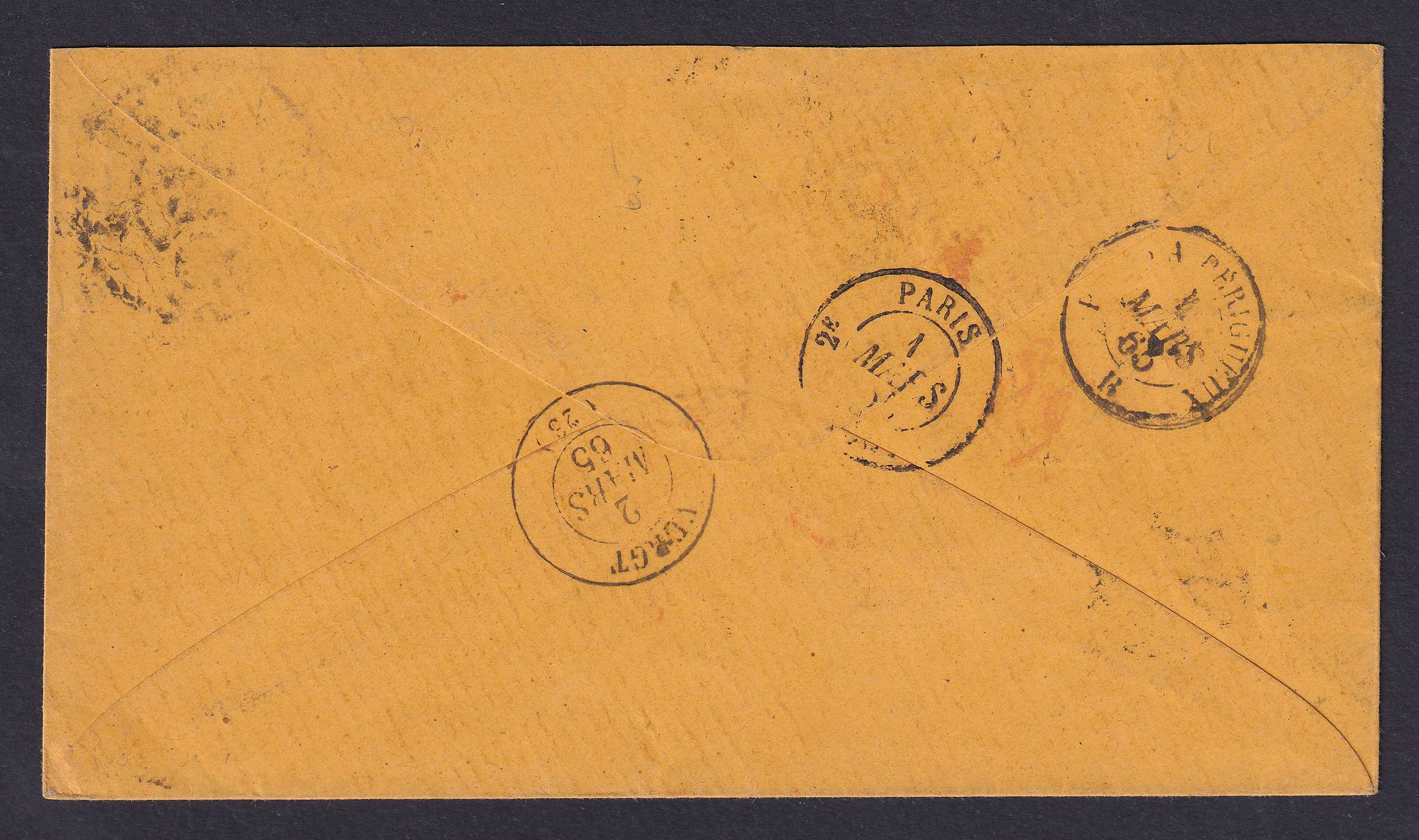 United States 1865 — Cover by Steamer to Vergt, Dordogne, France