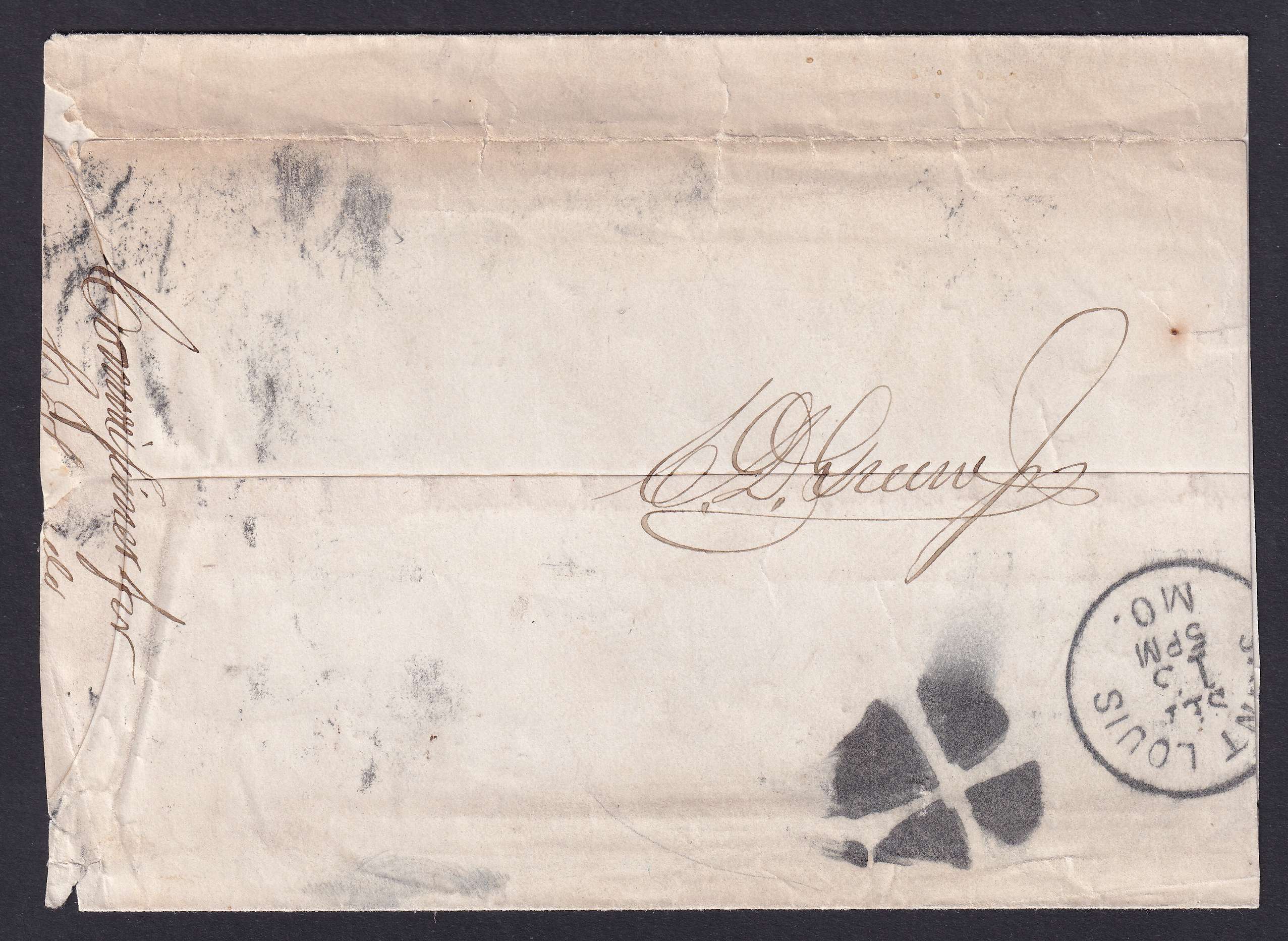 United States — Cover featuring a three color franking, 2c + 3c + 10c Strip OF Four with black mute…