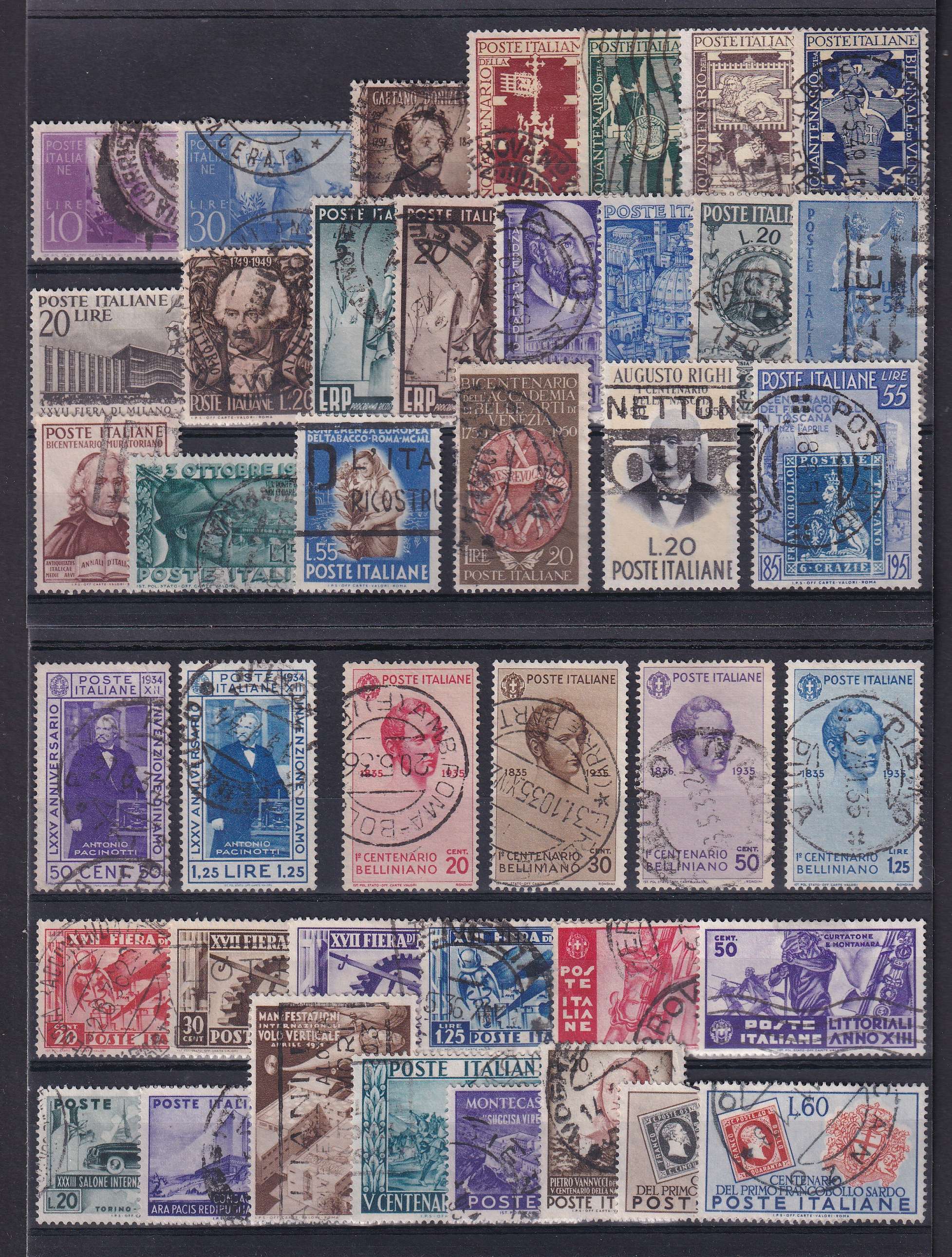 Italy 1911 — Selection of 104 stamps on cards including full sets & key values