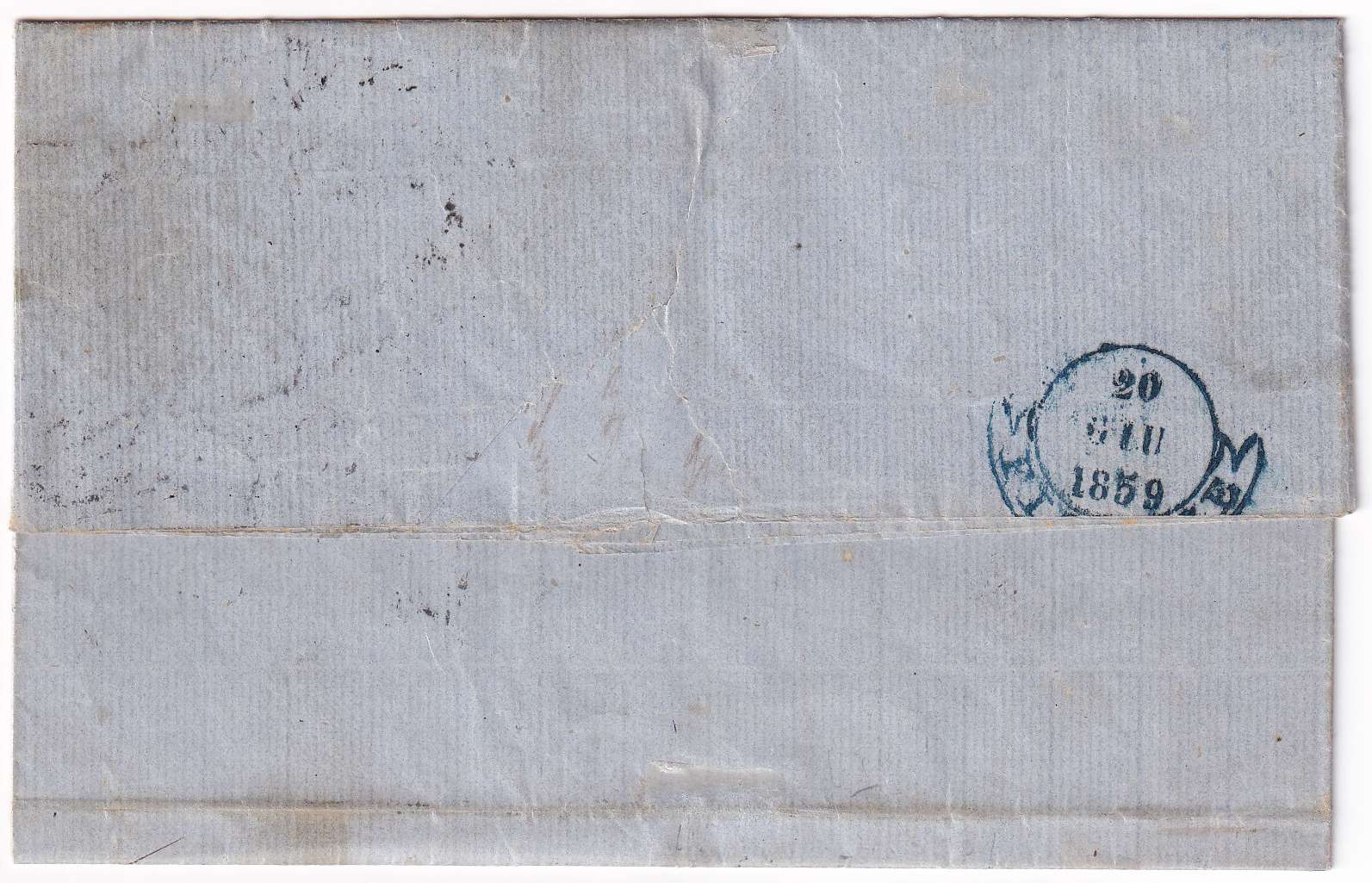 Italy 1859 — Scott 2 strip of three pair on entire letter sheet, Bologna to Firenze with arrival…