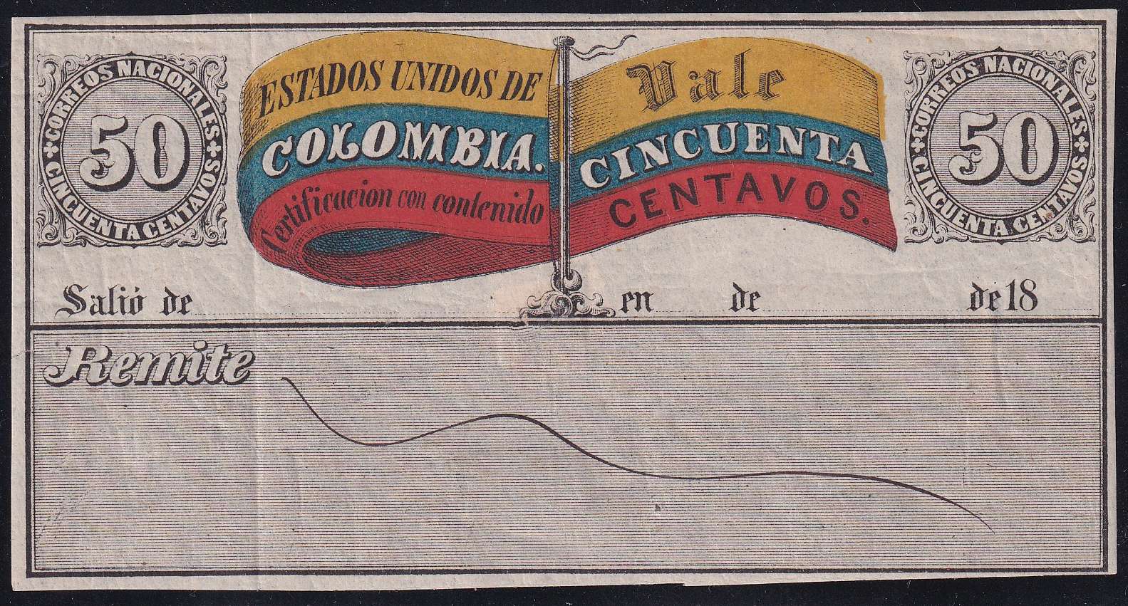 Colombia 1880 — Insured letter stamps
