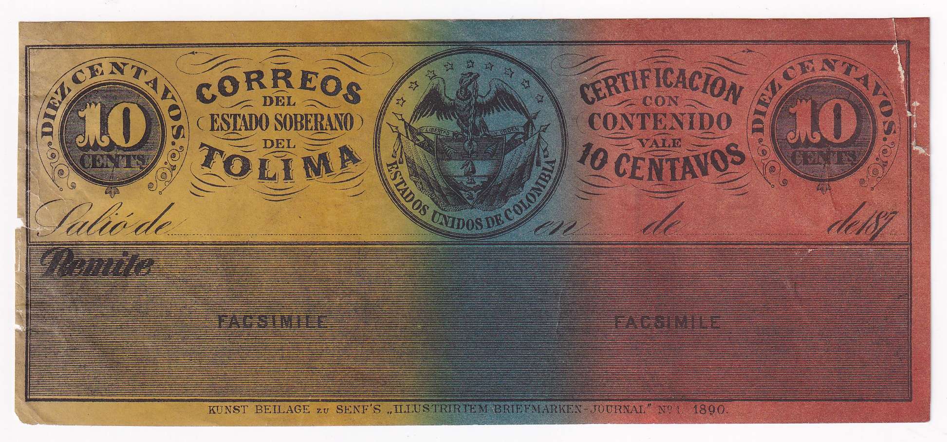 Colombia 1879 — Insured letter stamps