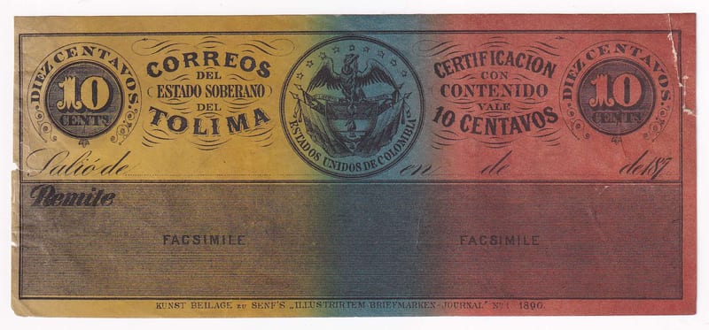 Colombia 1879 — Insured letter stamps