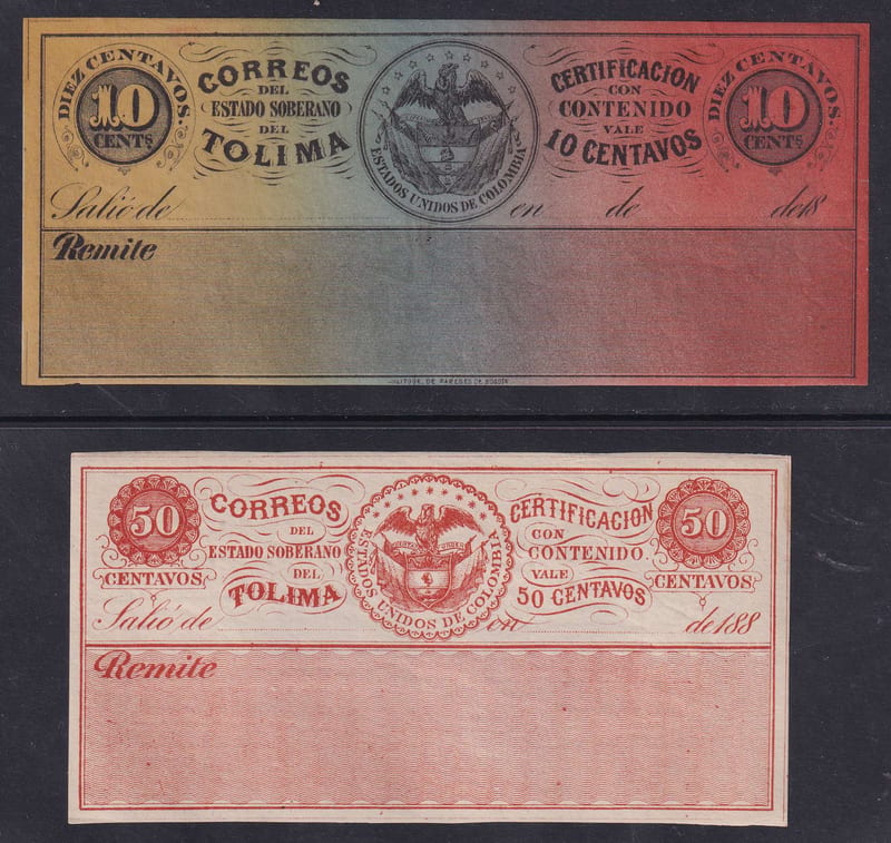 Colombia 1879 — Insured letter stamps