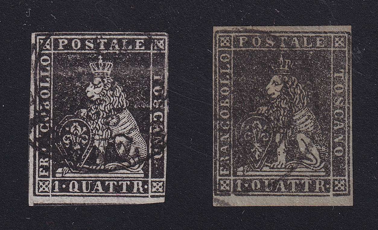 Italy 1851 — Scott 1 & 1a