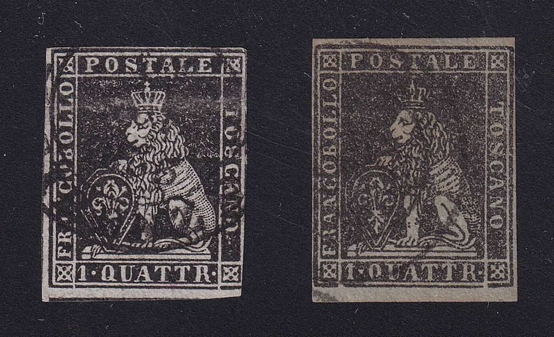 Italy 1851 — Scott 1 & 1a