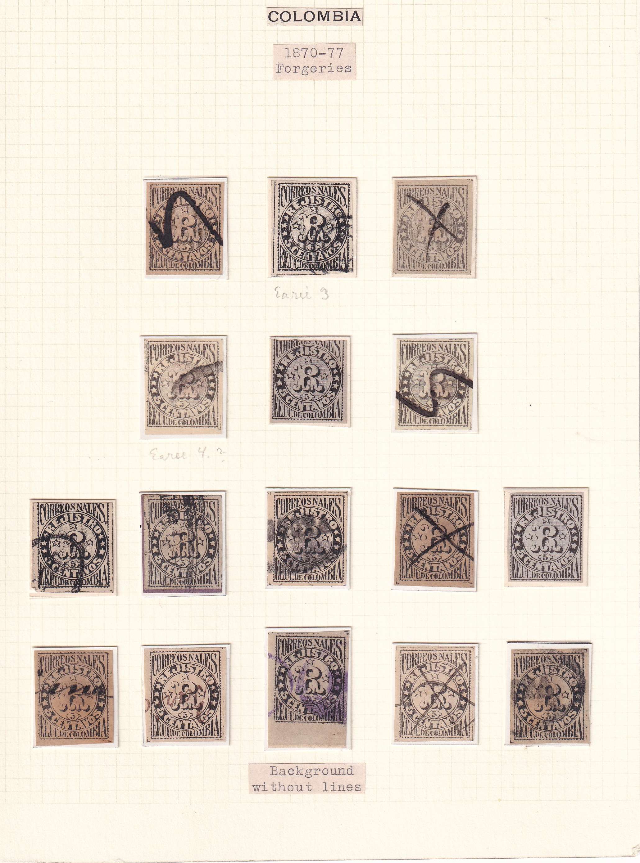 Colombia 1870 — Registration Stamps