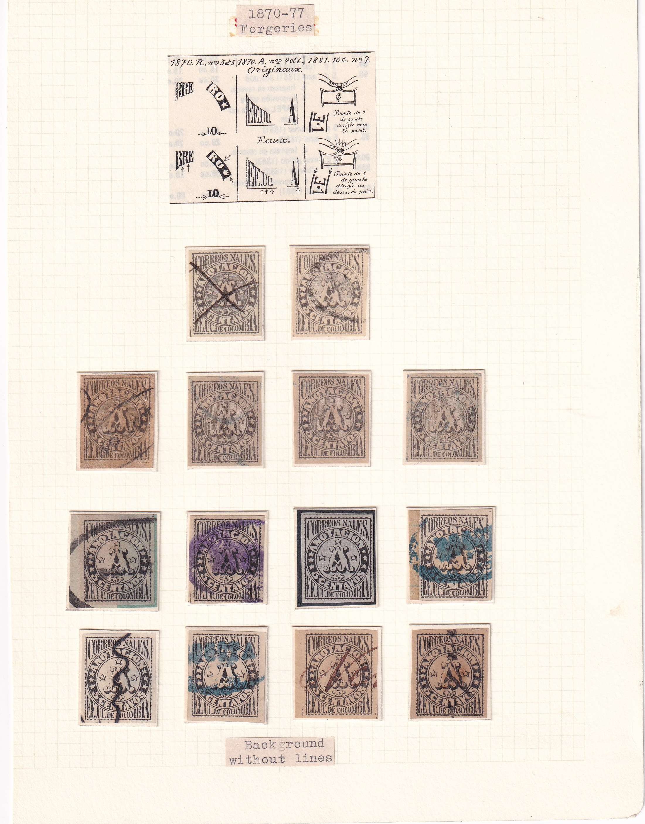 Colombia 1870 — Registration Stamps