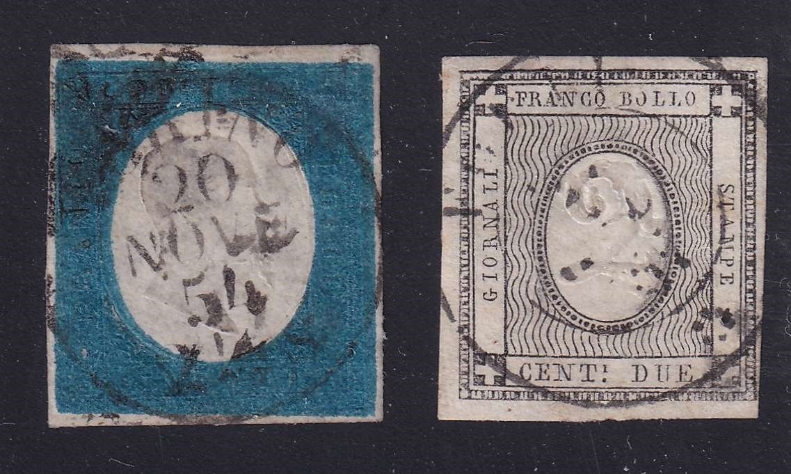 Italy 1854 — Scott 8 & P2