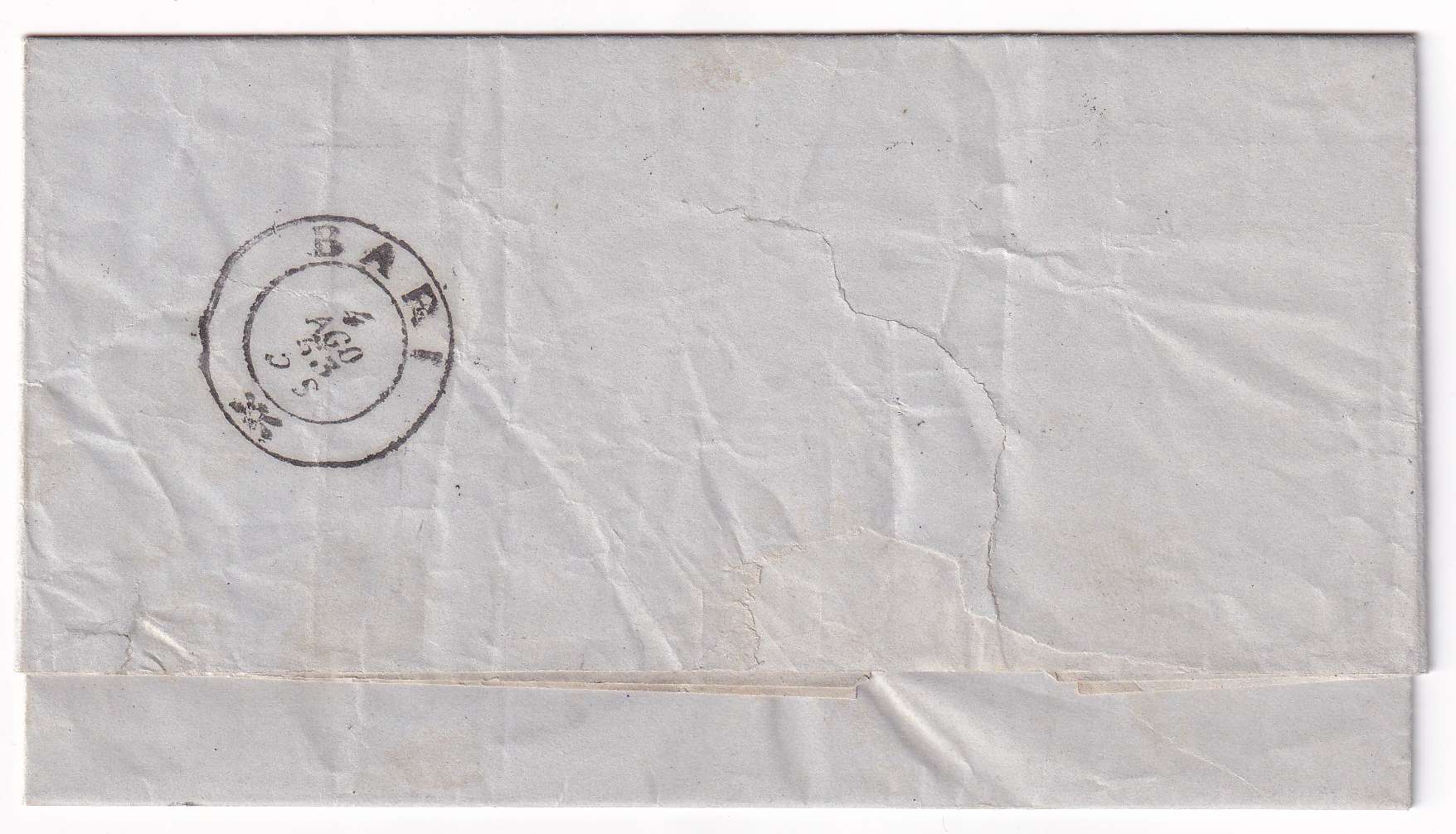 Italy 1863 — Scott 10 & 11 on entire letter sheet tied by "Gioja" 4 Ago 1863 to Bari with arrival at…